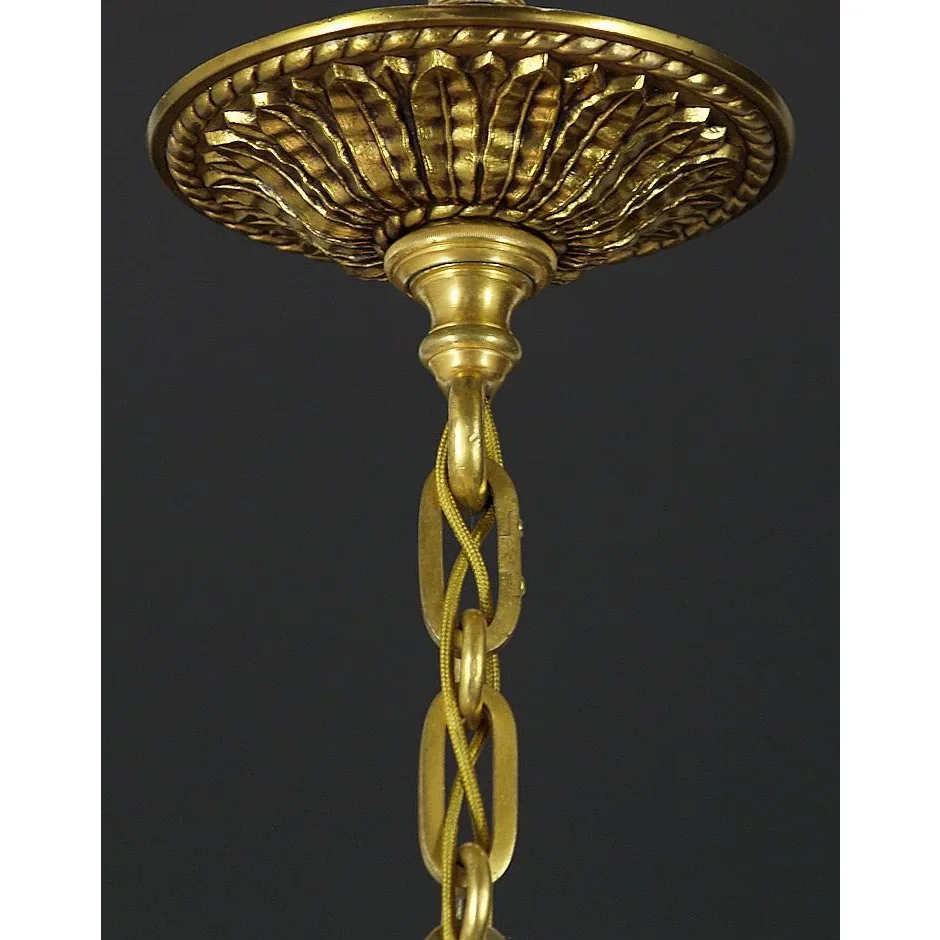 Antique 6-Light French Gilt Brass and Crystal Chandelier - View 8