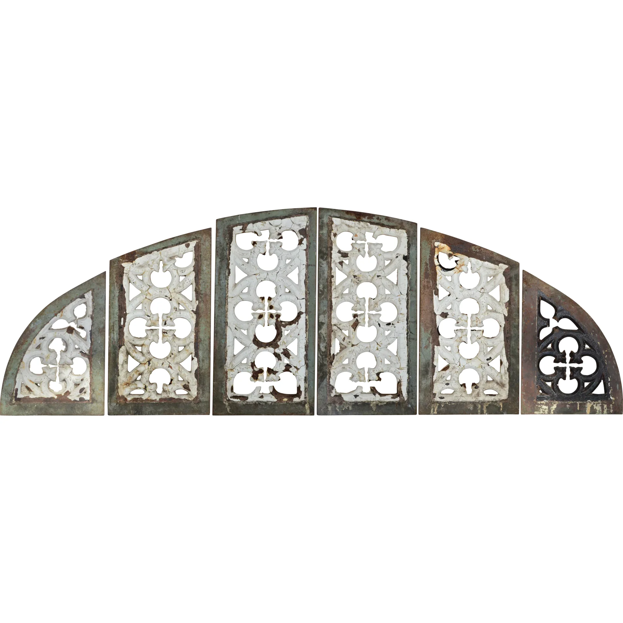 Antique Quatrefoil Arch Church Window Frame - Architectural Cast Iron - 72 inches wide