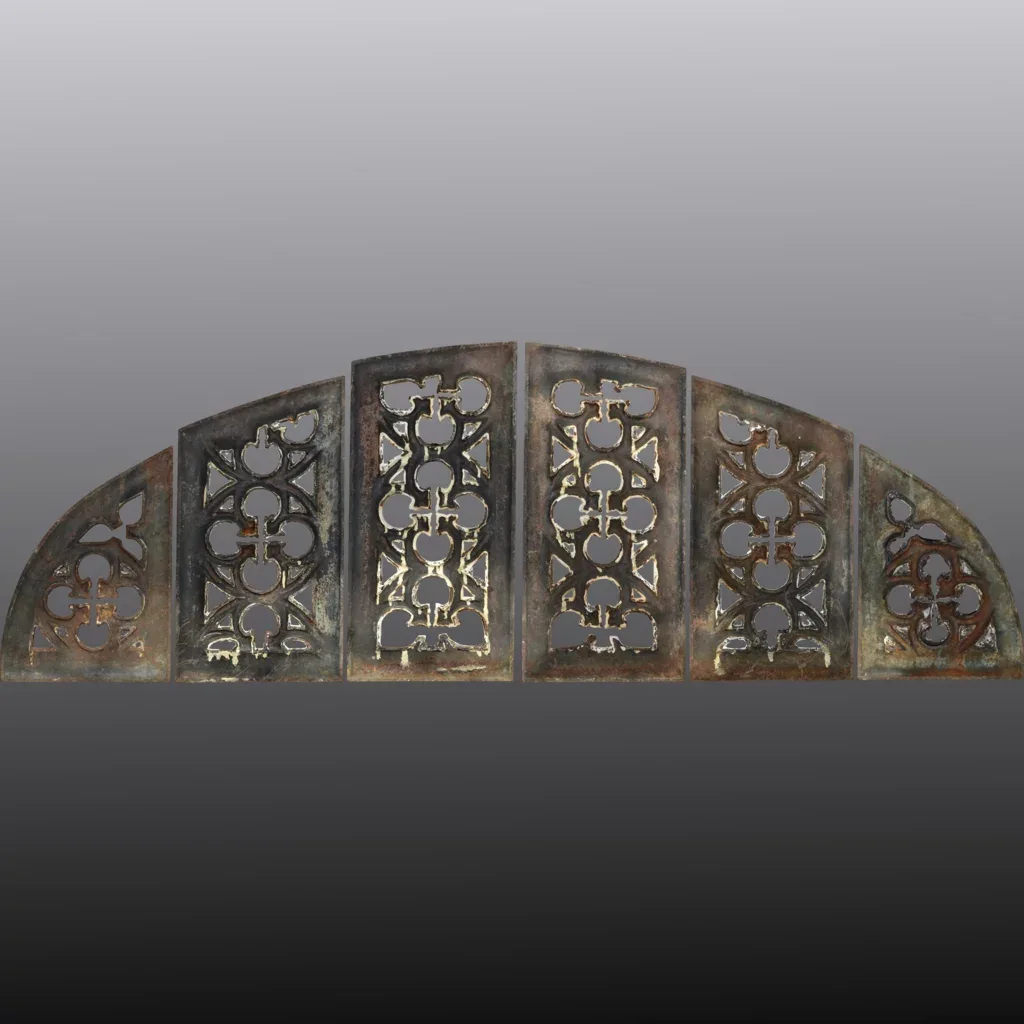 Antique Quatrefoil Arch Church Window Frame - Architectural Cast Iron - 72 inches wide - View 2