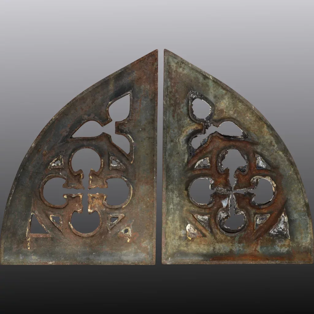 Antique Quatrefoil Arch Church Window Frame - Architectural Cast Iron - 72 inches wide - View 8