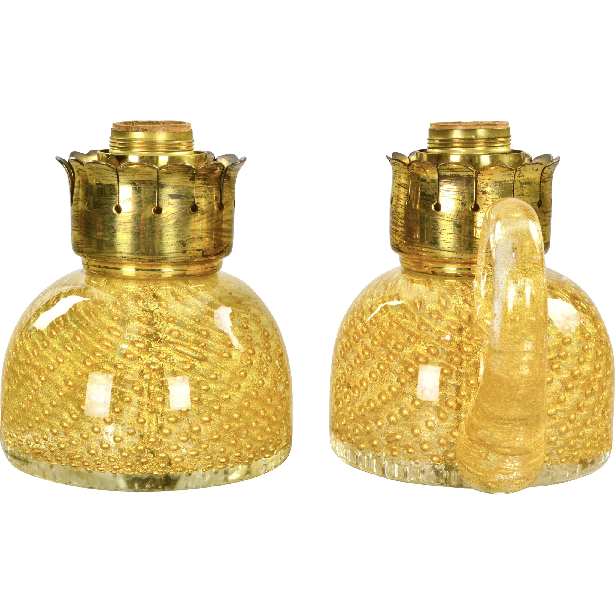 Pair Vintage Barovier and Toso Cordonato d'Oro Murano Glass Lamps - View 2