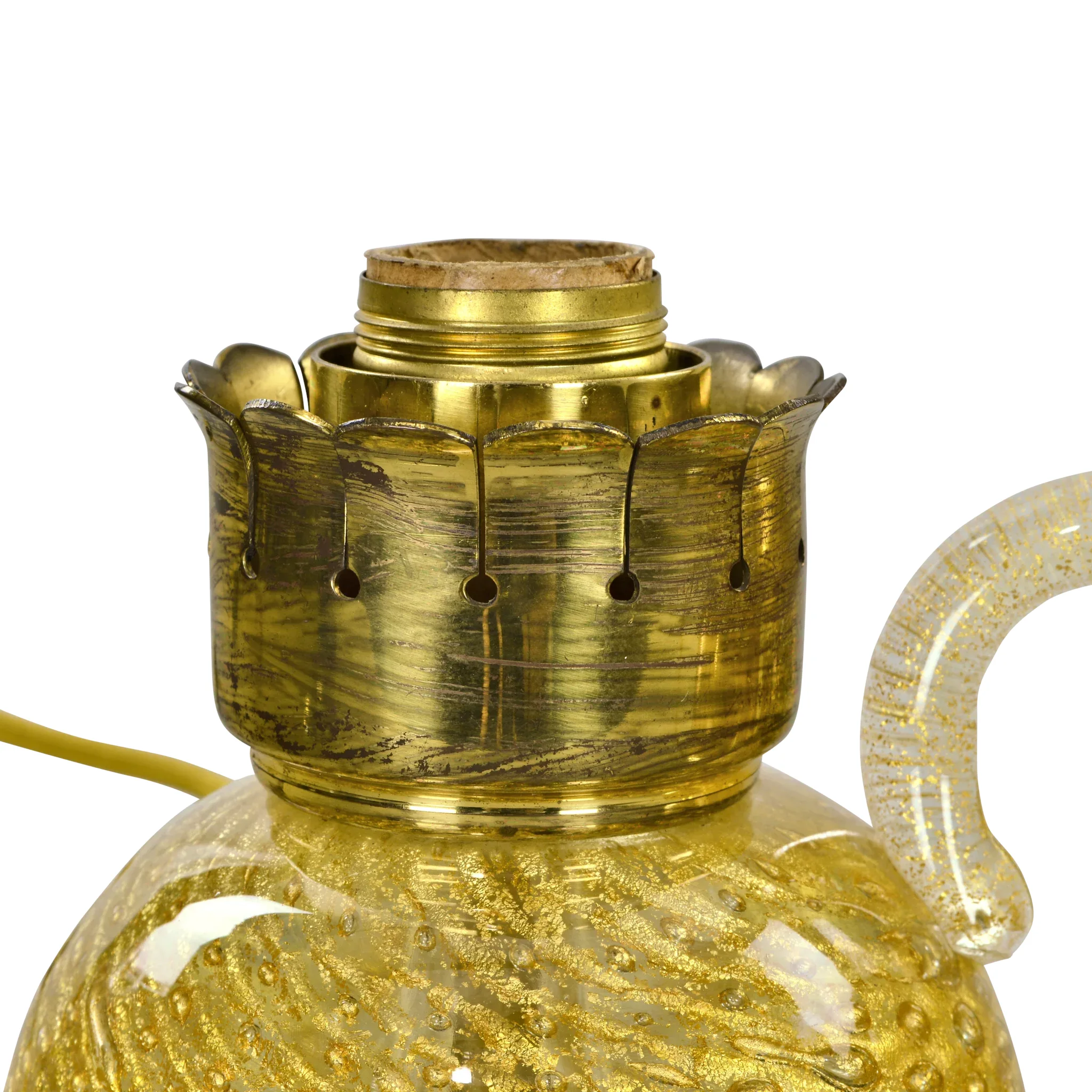 Pair Vintage Barovier and Toso Cordonato d'Oro Murano Glass Lamps - View 5