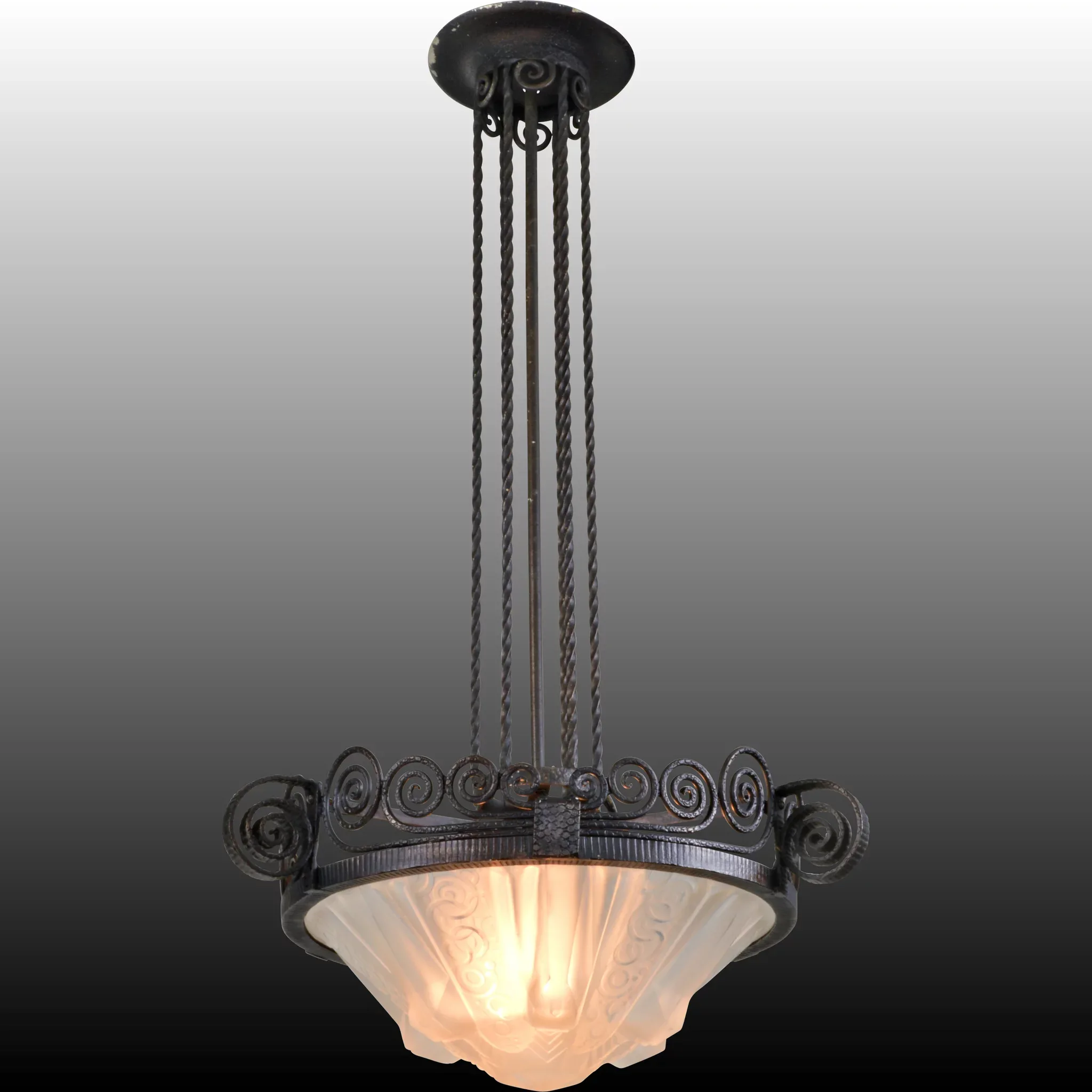 Muller Freres French Pendant Light Fixture - Art Deco - View 3