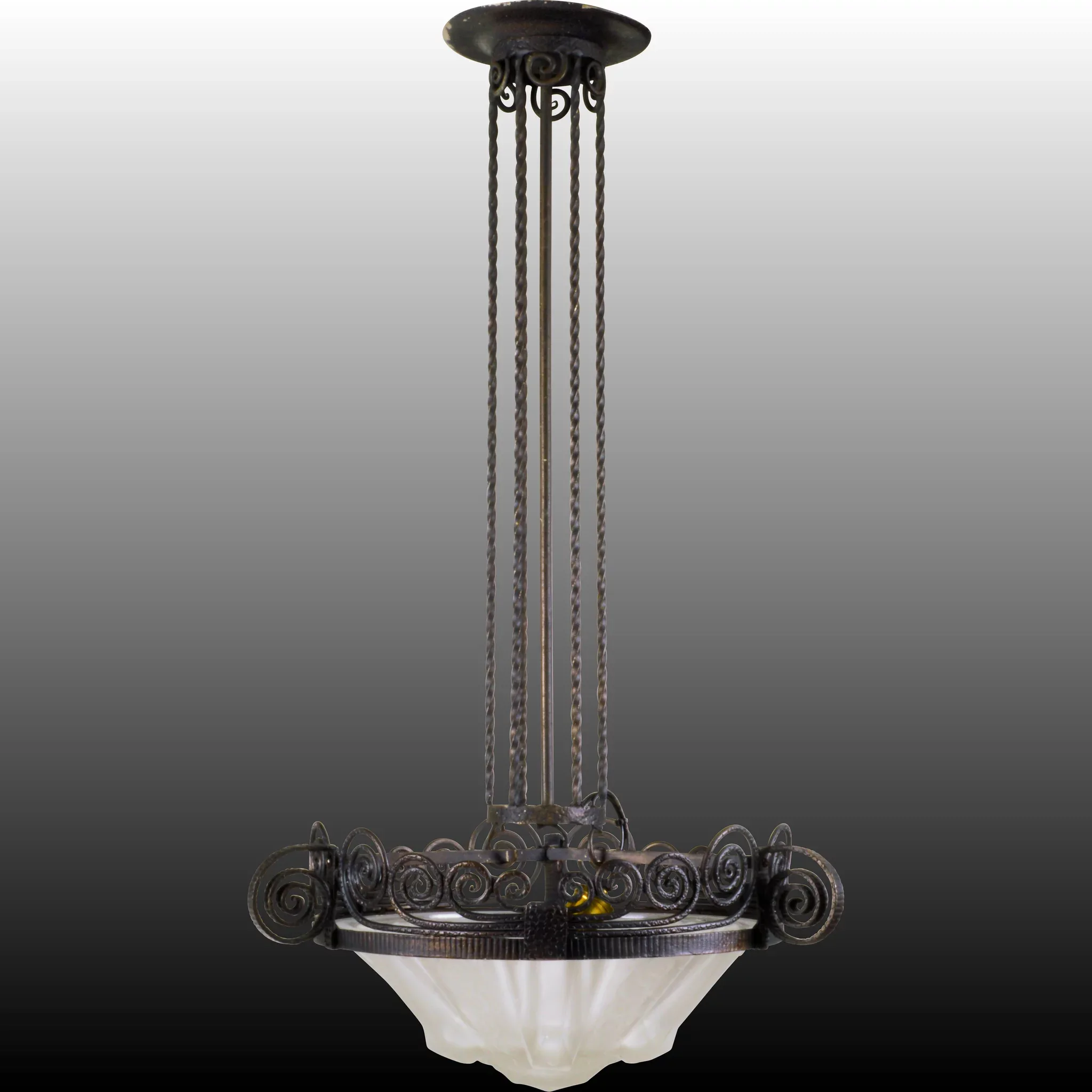 Muller Freres French Pendant Light Fixture - Art Deco - View 4