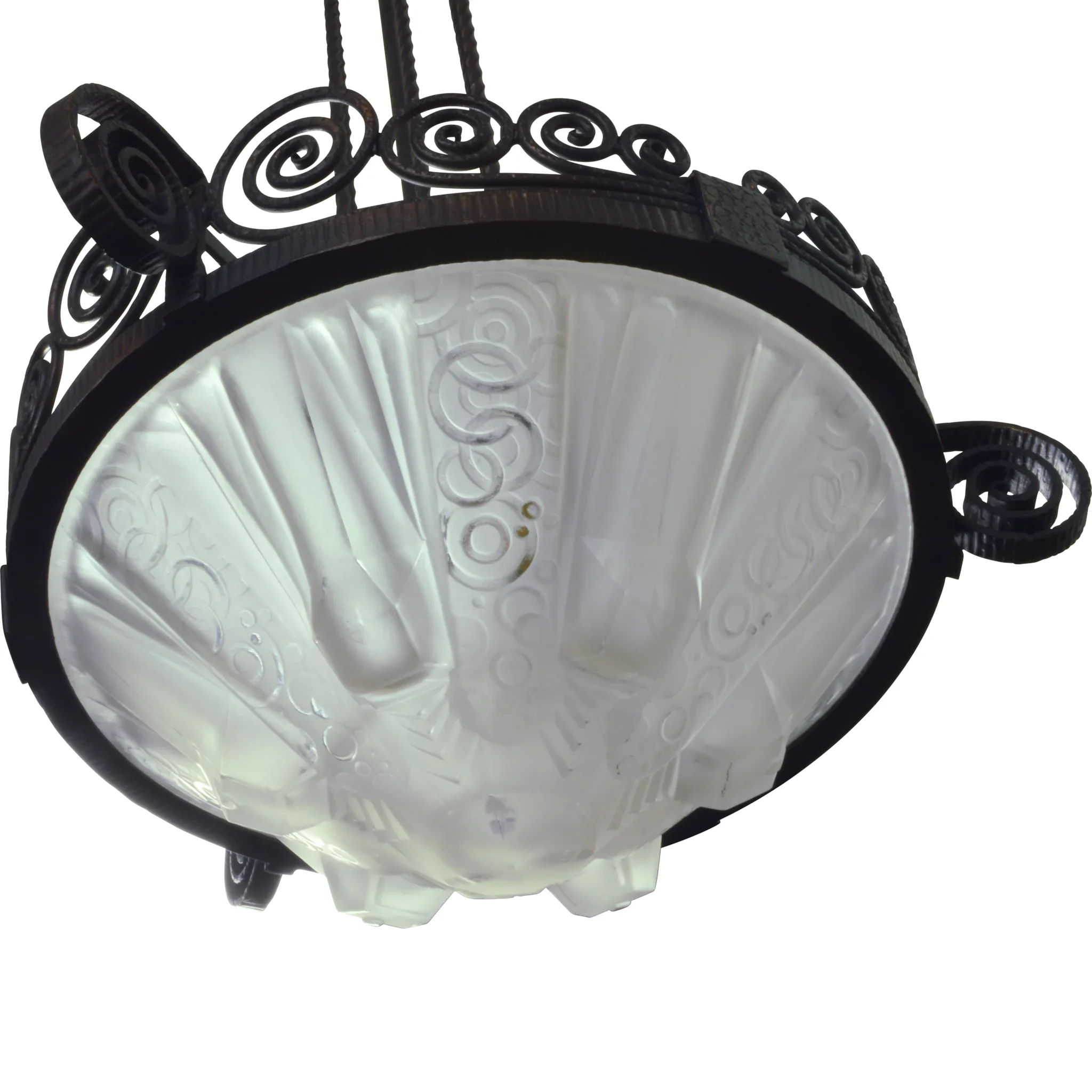 Muller Freres French Pendant Light Fixture - Art Deco - View 8