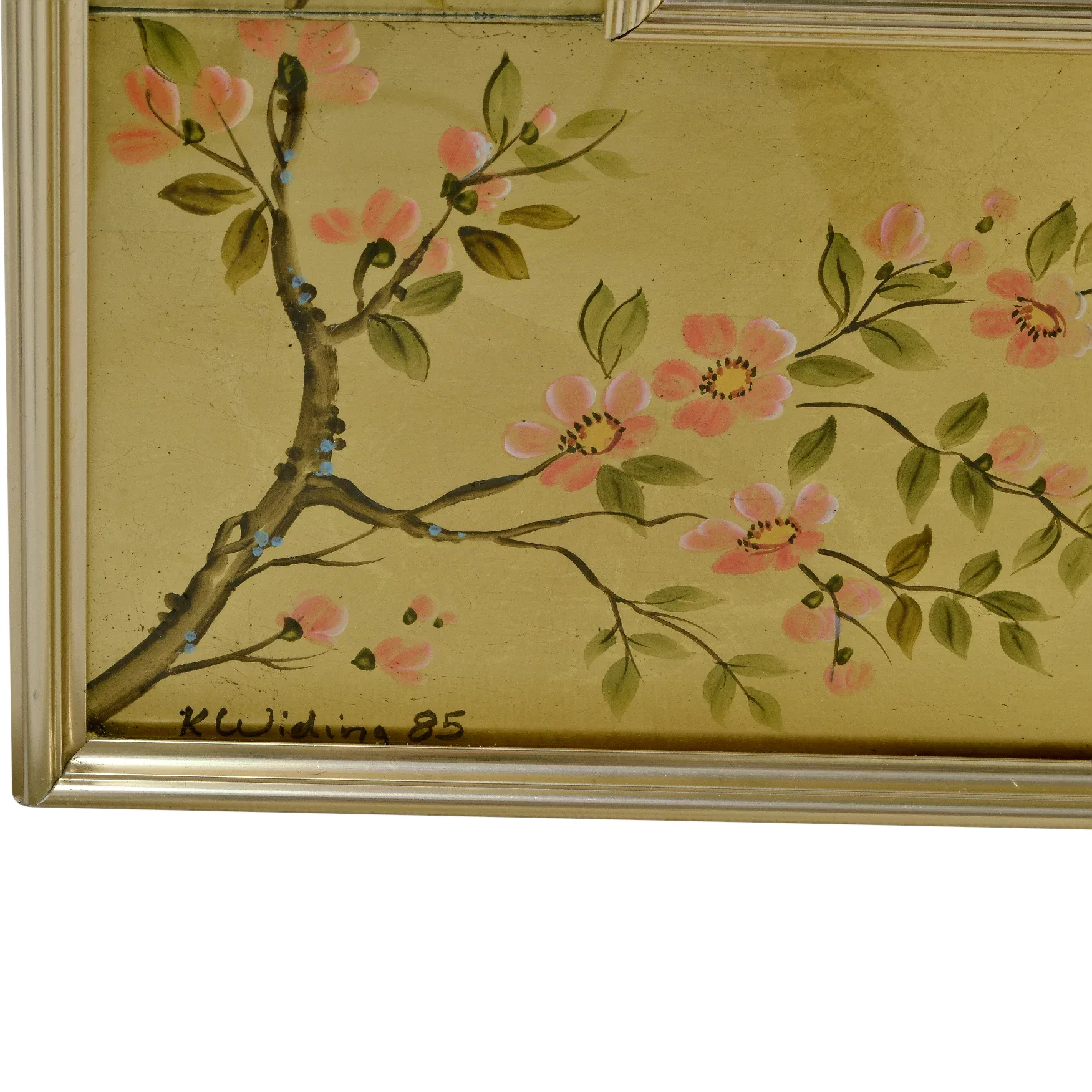 Vintage La Barge / LaBarge églomisé Beveled Mirror - Artist Signed - K Widing 1985 - View 5