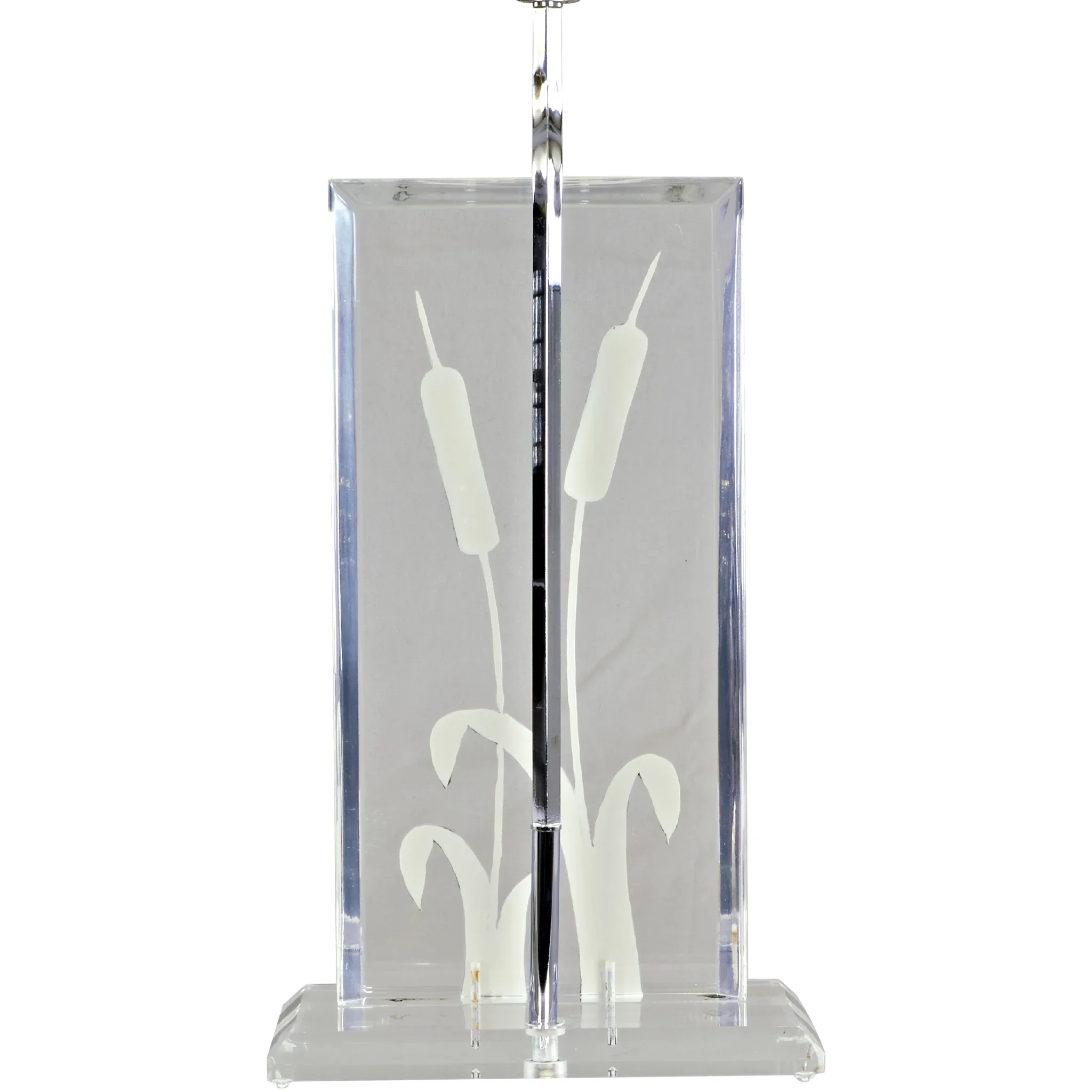 Vintage Lucite Enameled Cattails Lamp - Mid-Century - View 3