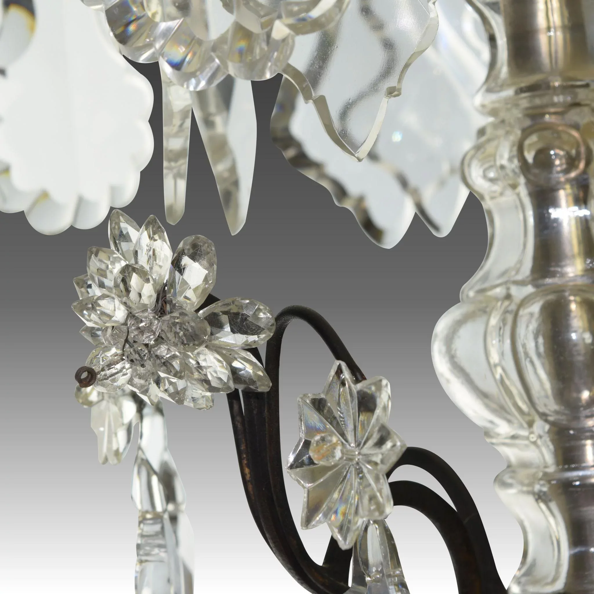 Antique French Bronze and Crystal Chandelier - 8 Lights - View 6