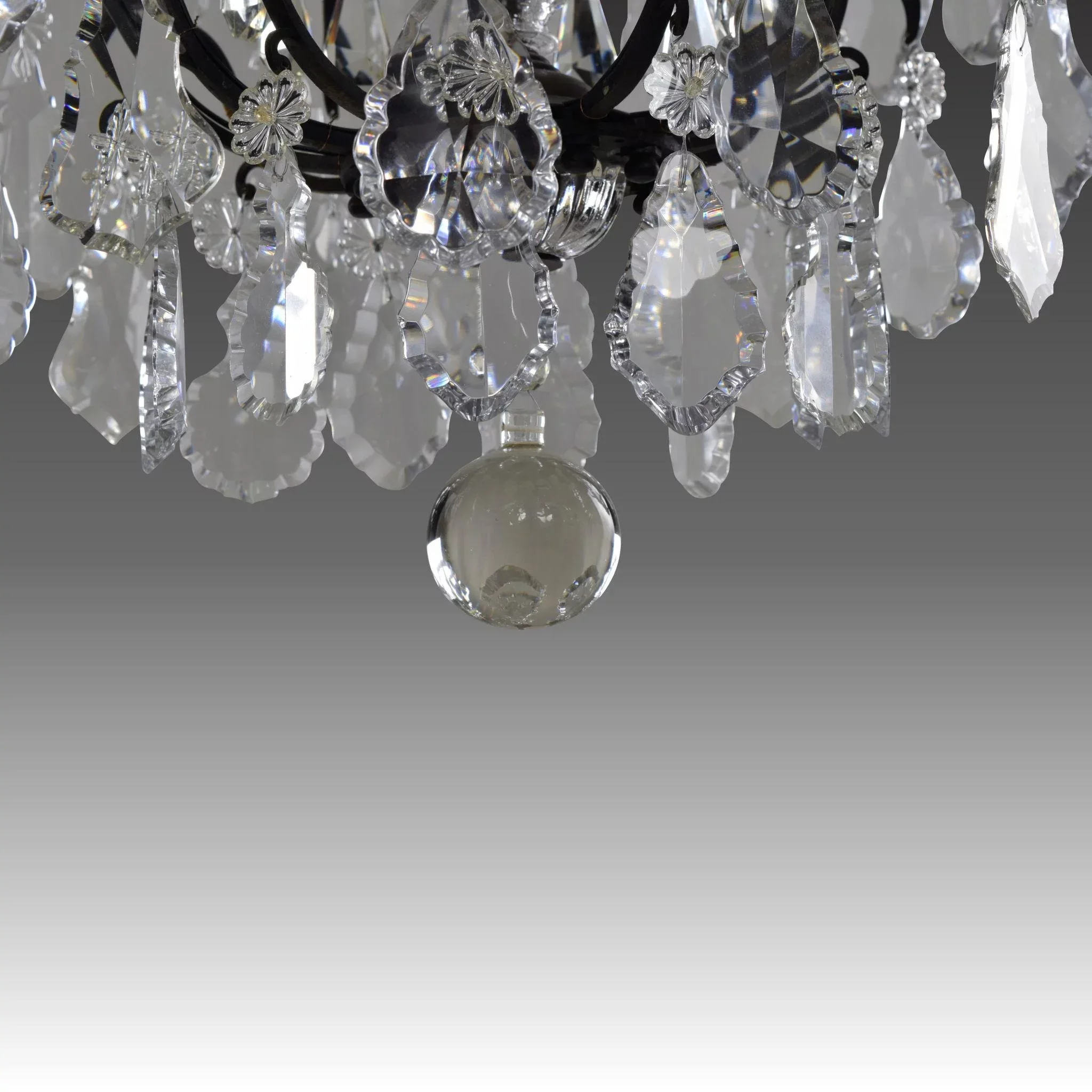 Antique French Bronze and Crystal Chandelier - 8 Lights - View 7