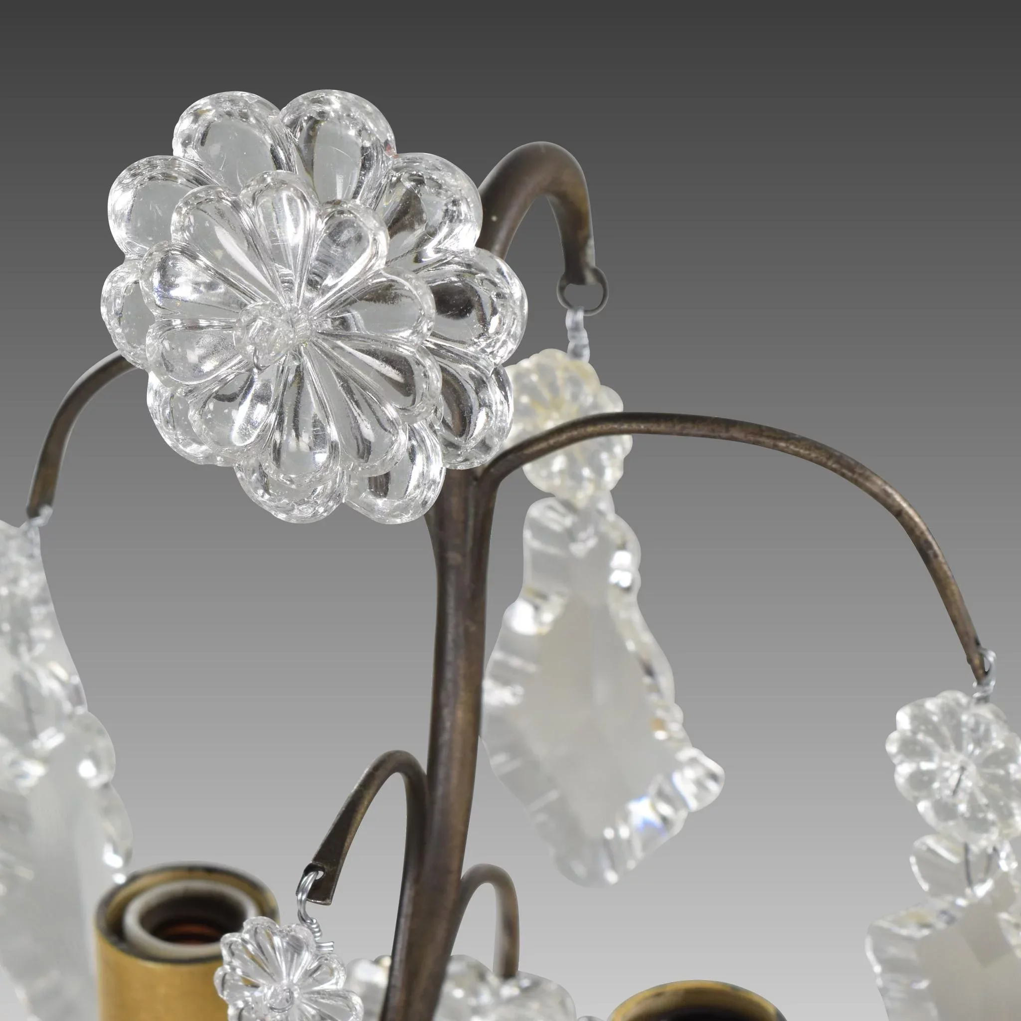 Pair Petite French Bronze and Crystal Candelabra Lamps - View 7