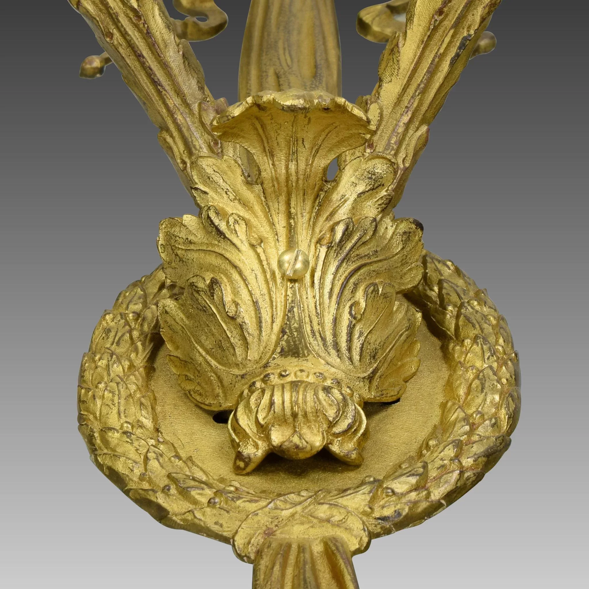 Pair Gilt Brass French 2-Light Wall Sconces - View 8