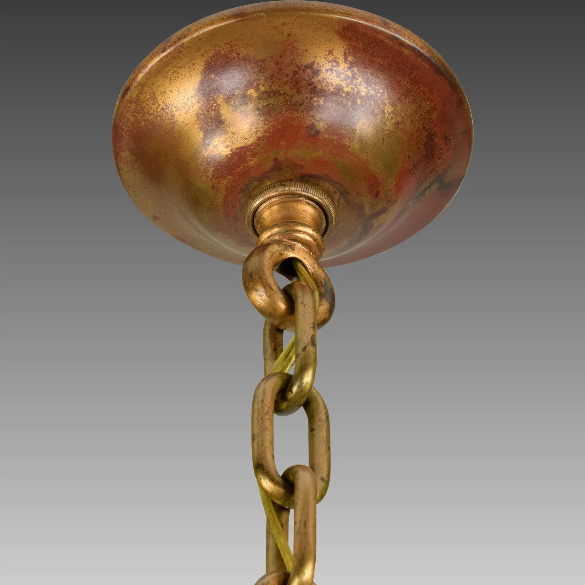 Ornate Vintage Bronze Pendant Light with Gill Glass Eyerest Shade - View 3