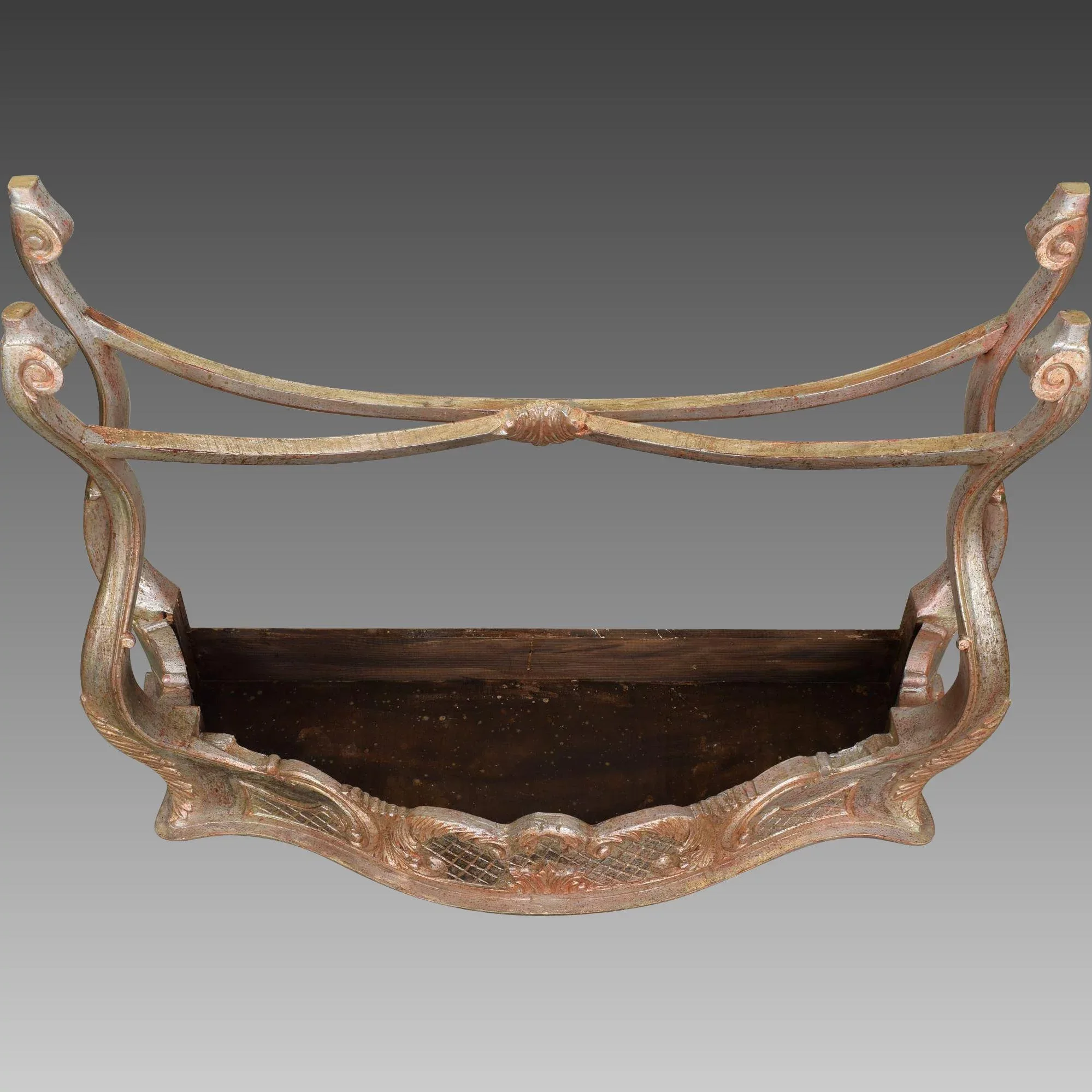 Vintage Italian Silver Gilt Carved Wood Console Table: silver, red, vintage, vintage (close-up detail) - Furniture