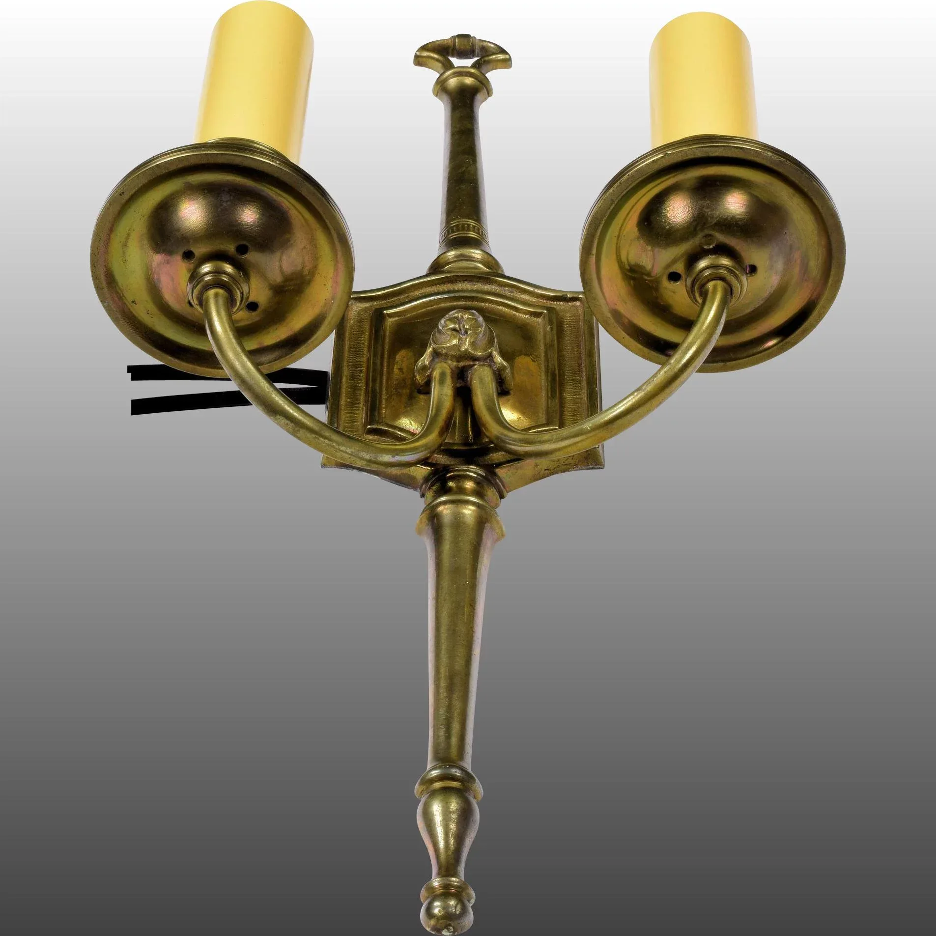 Pair Vintage English Bronze 2-Light Sconces - View 6