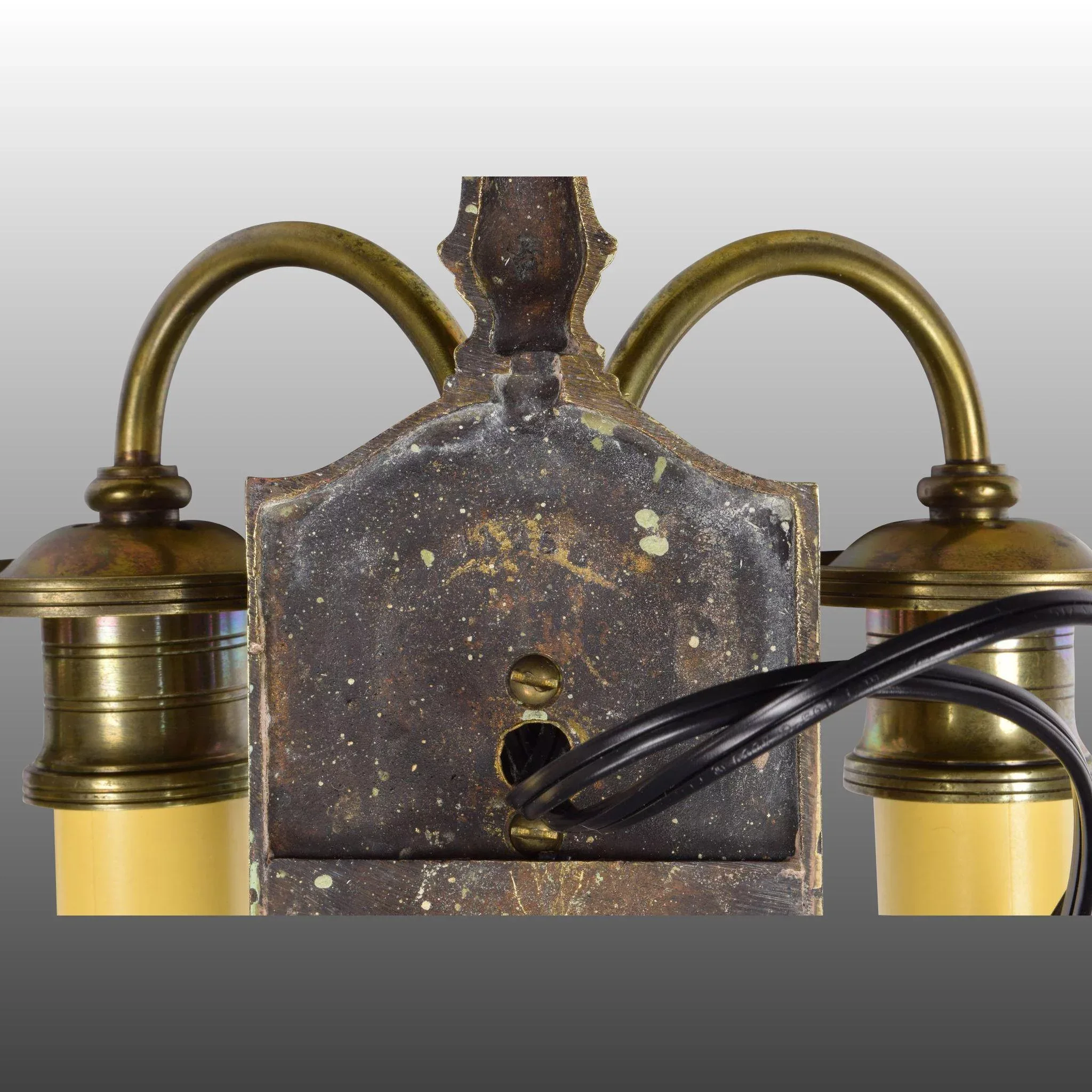 Pair Vintage English Bronze 2-Light Sconces - View 8