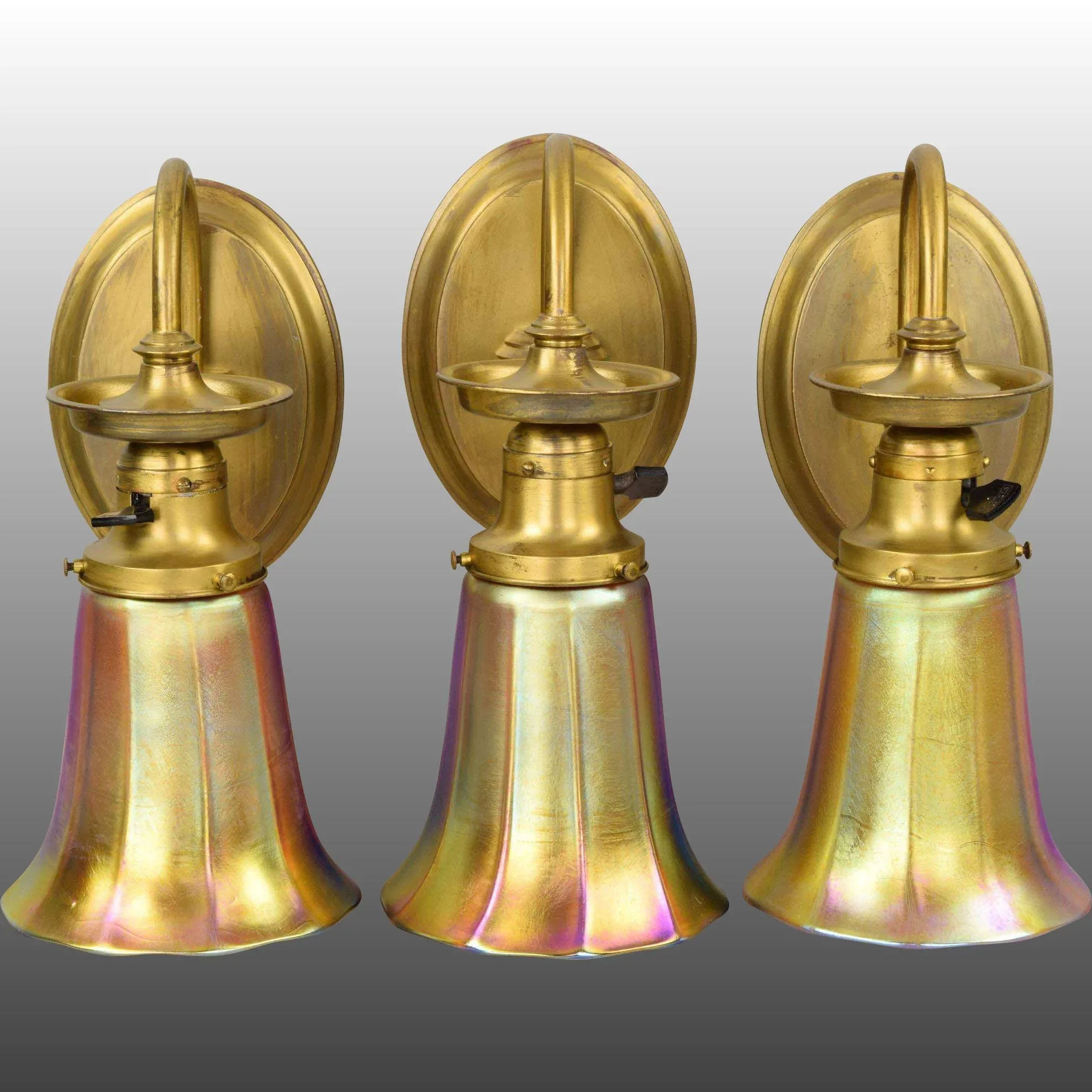 3 Mitchell Vance & Co Sconces with Aurene Quezal Shades - View 2