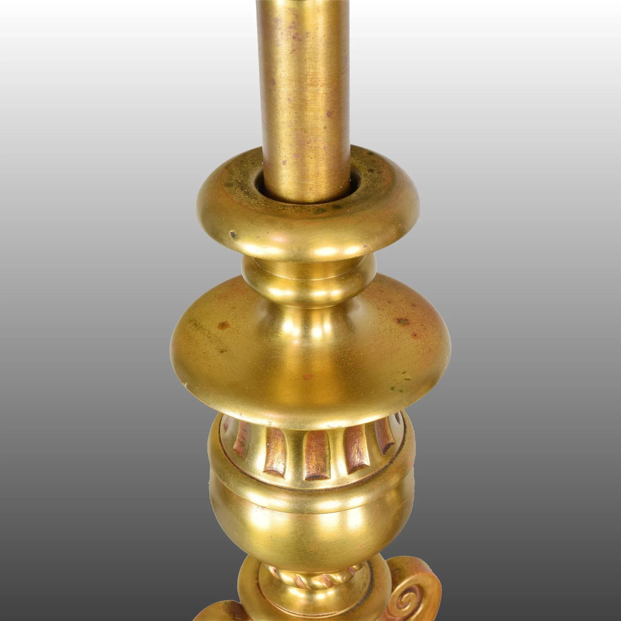 Pair Vintage Bronze and Marble Converted Candlestick Table Lamps - View 5