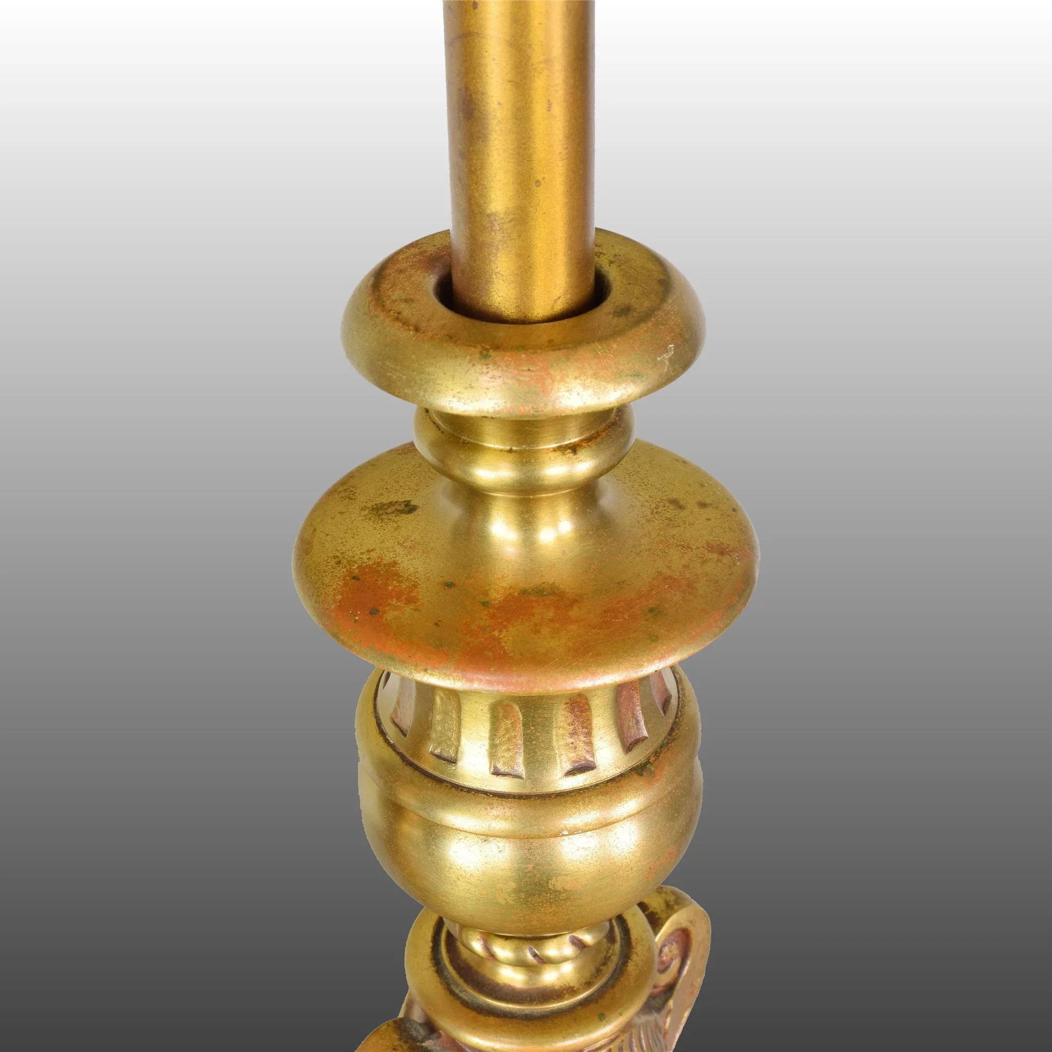 Pair Vintage Bronze and Marble Converted Candlestick Table Lamps - View 6