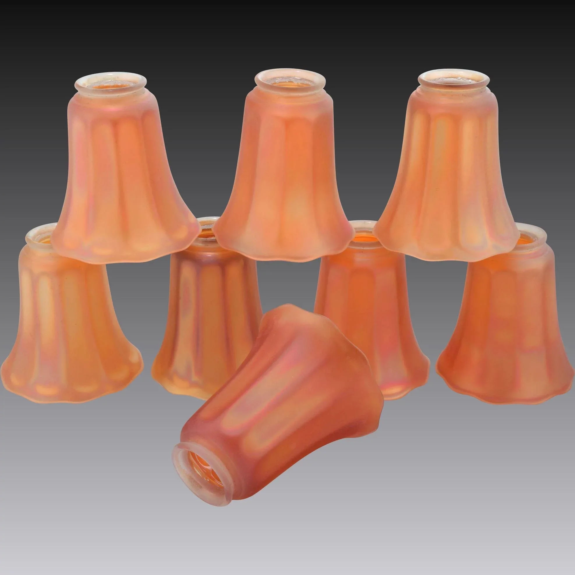 Set 4 Vintage Brass Miller 2-Light Sconces with Nuart Carnival Glass Shades - View 8