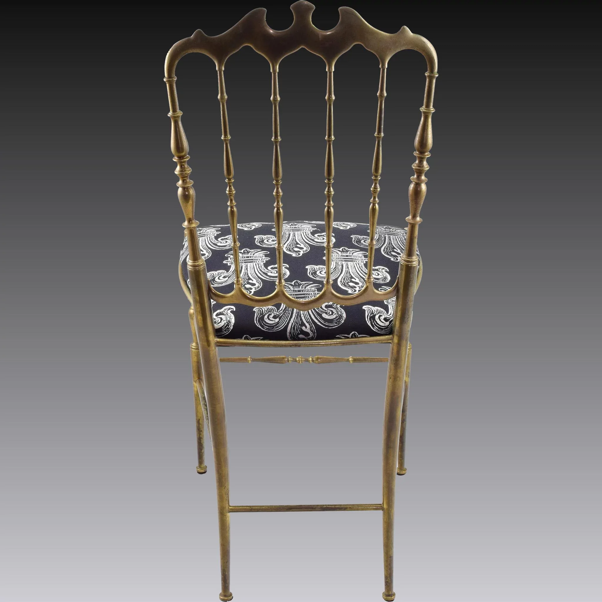 Vintage Chiavari Brass Chair with Fleur de Lis Seat - View 5