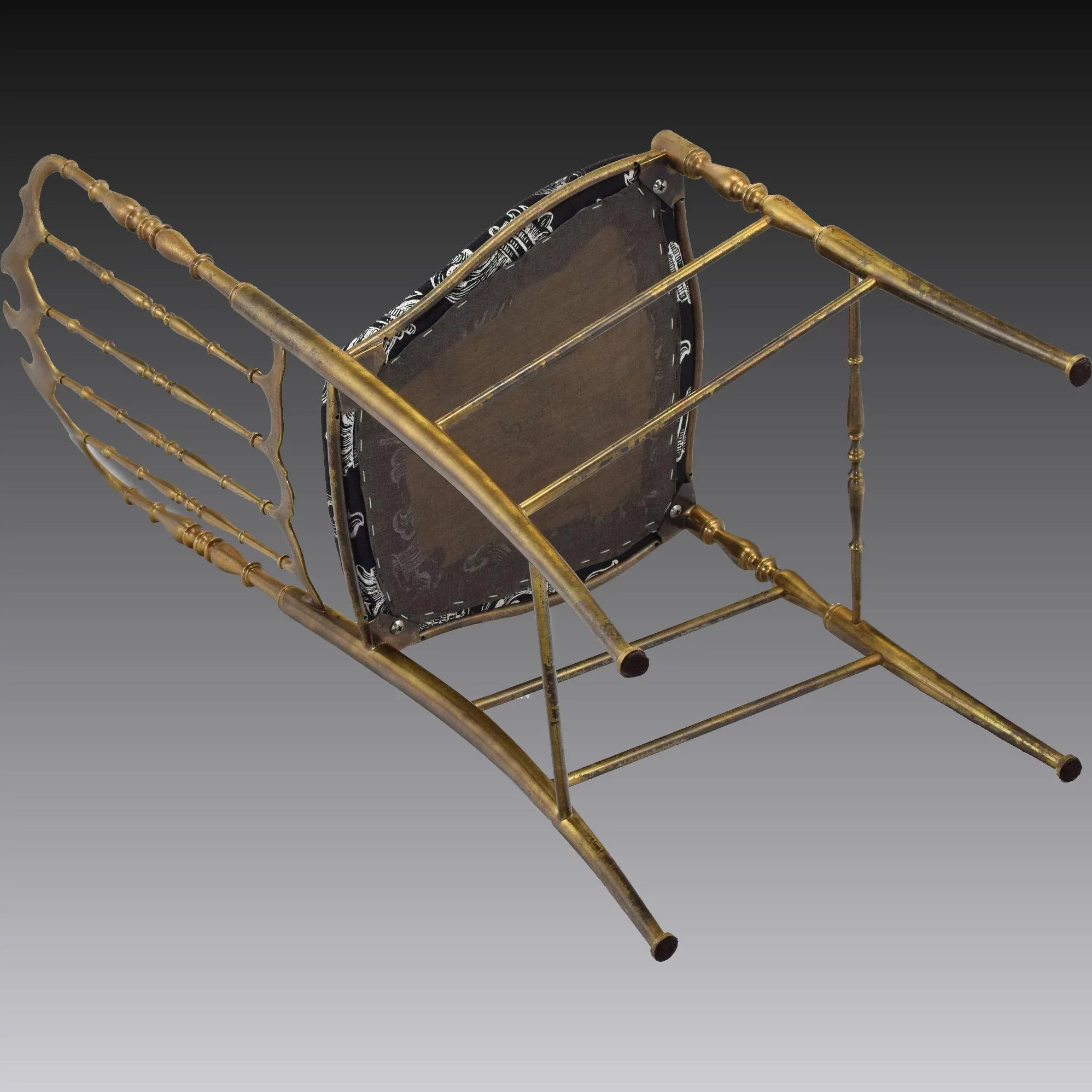 Vintage Chiavari Brass Chair with Fleur de Lis Seat - View 8