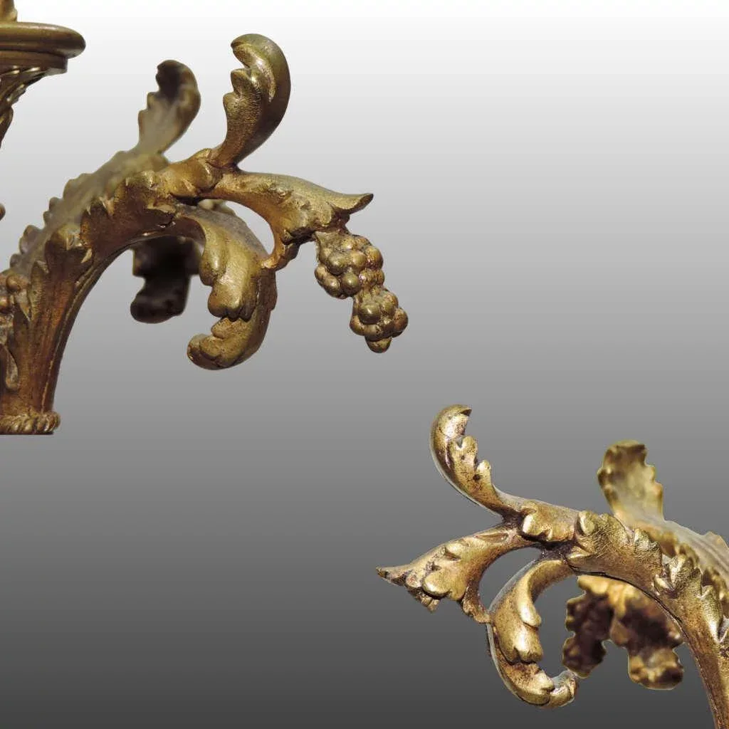Antique Pair French Bronze Candelabra - Putti and Rams - Arrows - 19th Century - View 9