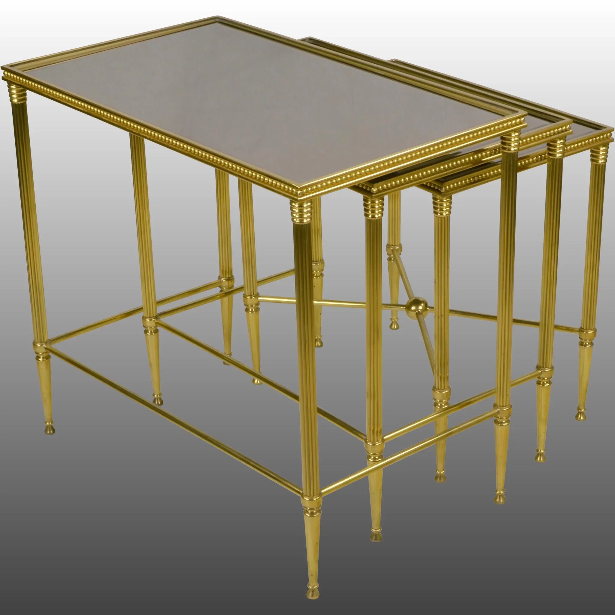 Set 3 Vintage Italian Brass Nesting - Stacking Tables - View 2