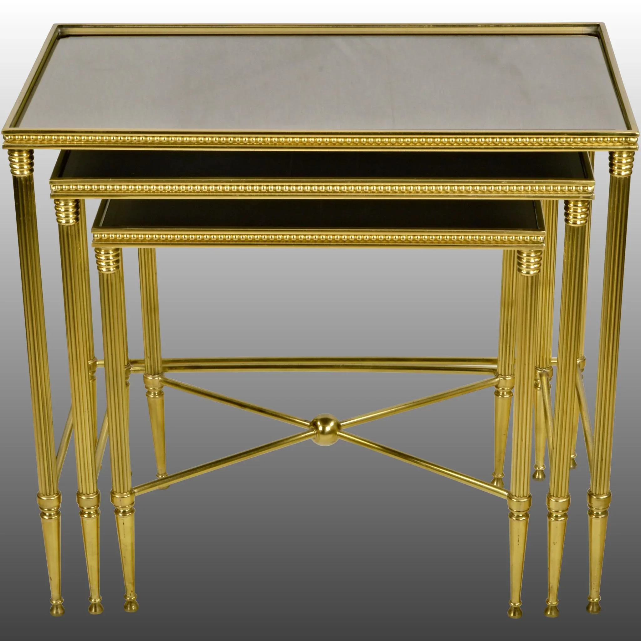 Set 3 Vintage Italian Brass Nesting - Stacking Tables - View 3