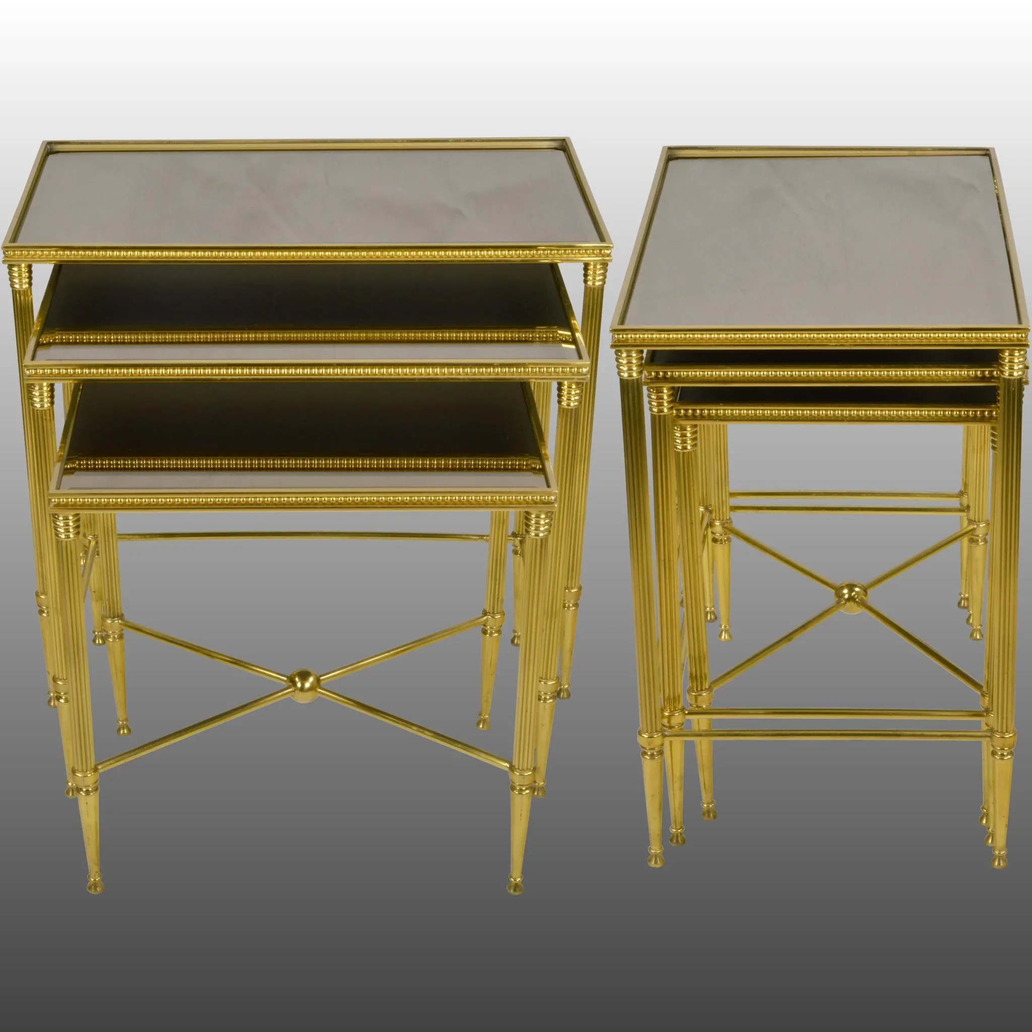 Set 3 Vintage Italian Brass Nesting - Stacking Tables - View 4