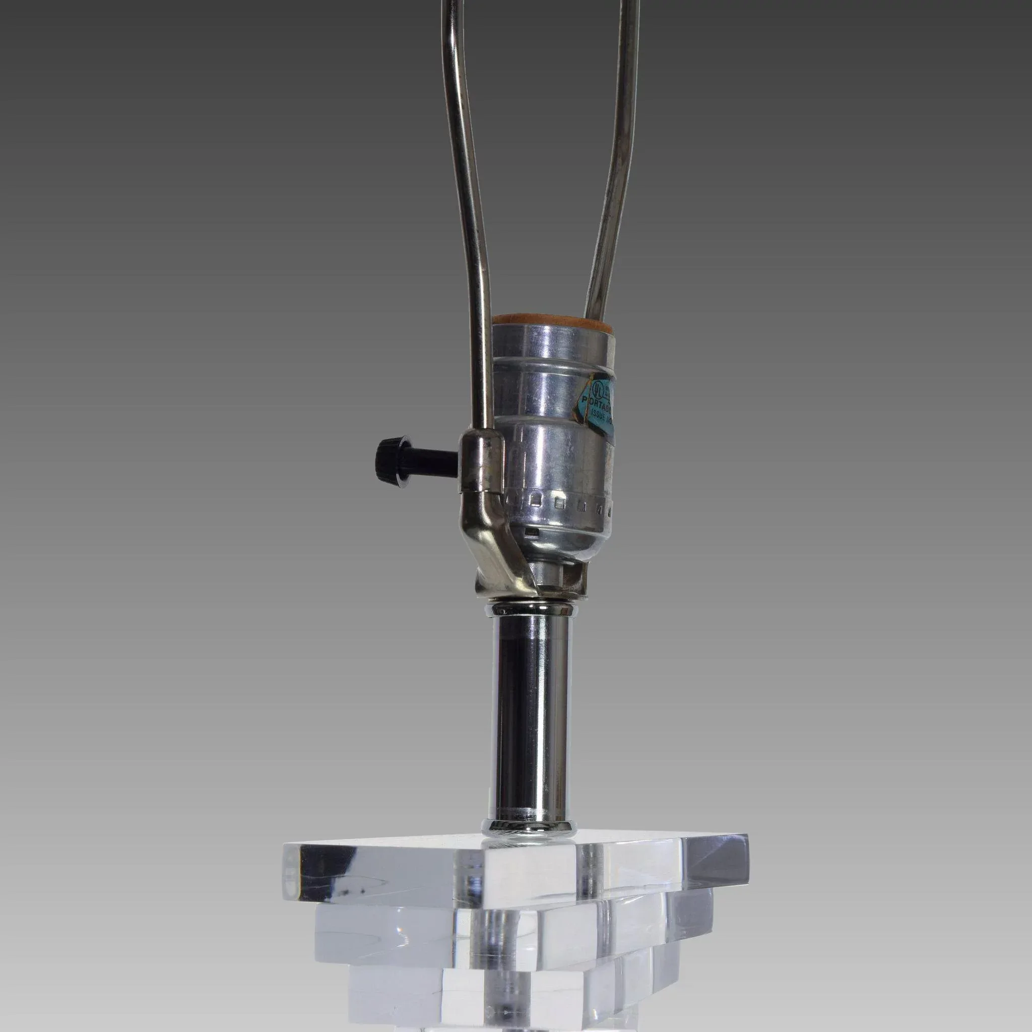 Pair Mid-Century Modern Stacked Lucite Helix Twist Lamps - View 3