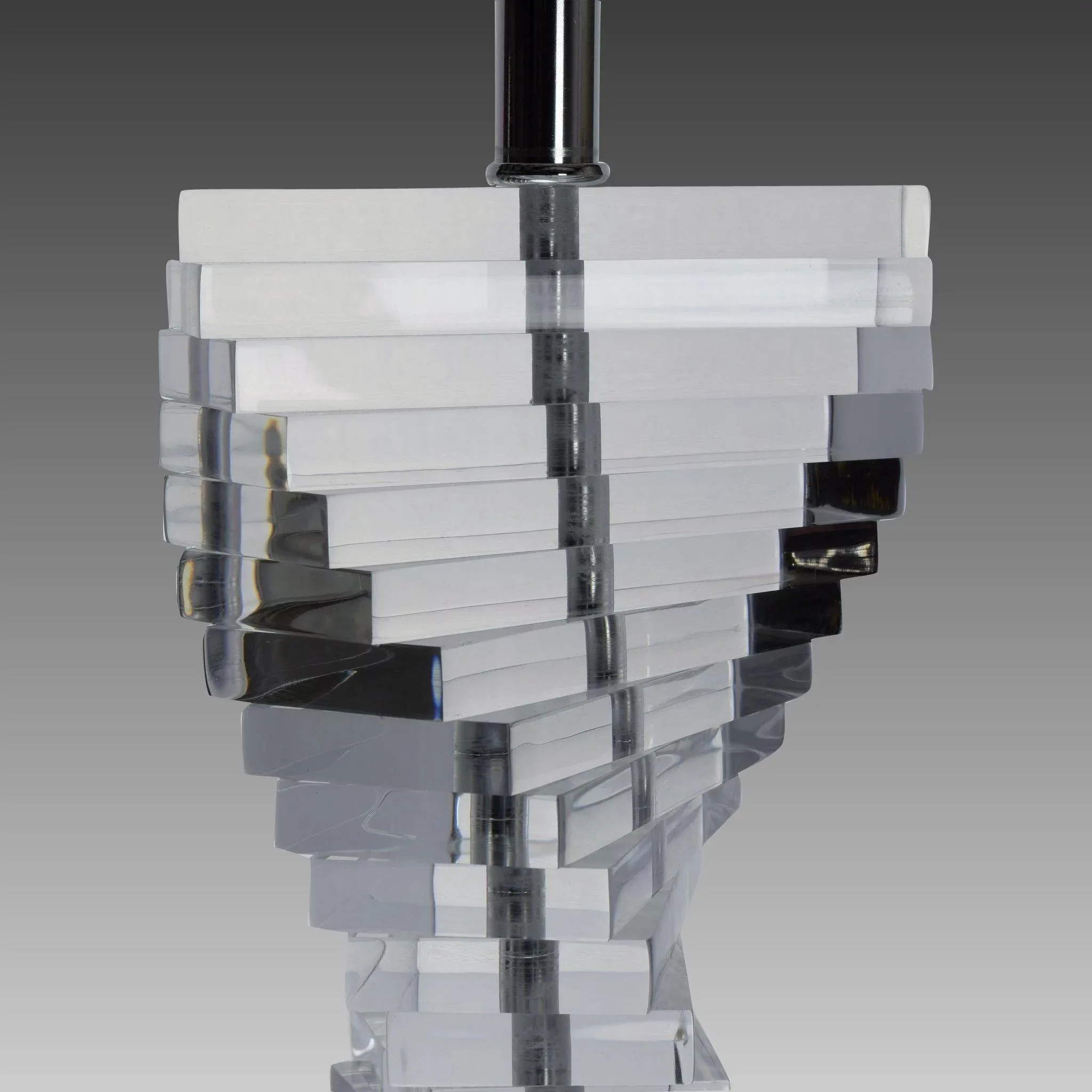 Pair Mid-Century Modern Stacked Lucite Helix Twist Lamps - View 6