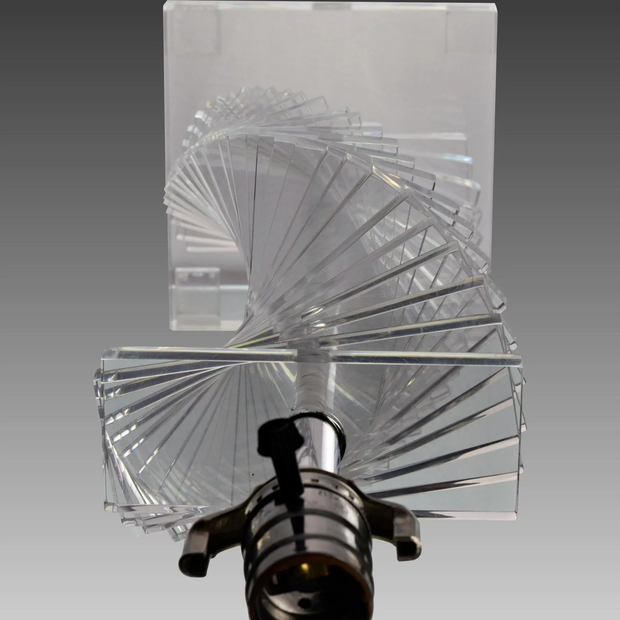 Pair Mid-Century Modern Stacked Lucite Helix Twist Lamps - View 8