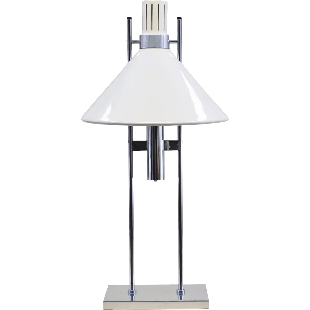 Mid-Century Modern Robert Sonneman Lamp - 1960s White and Chrome