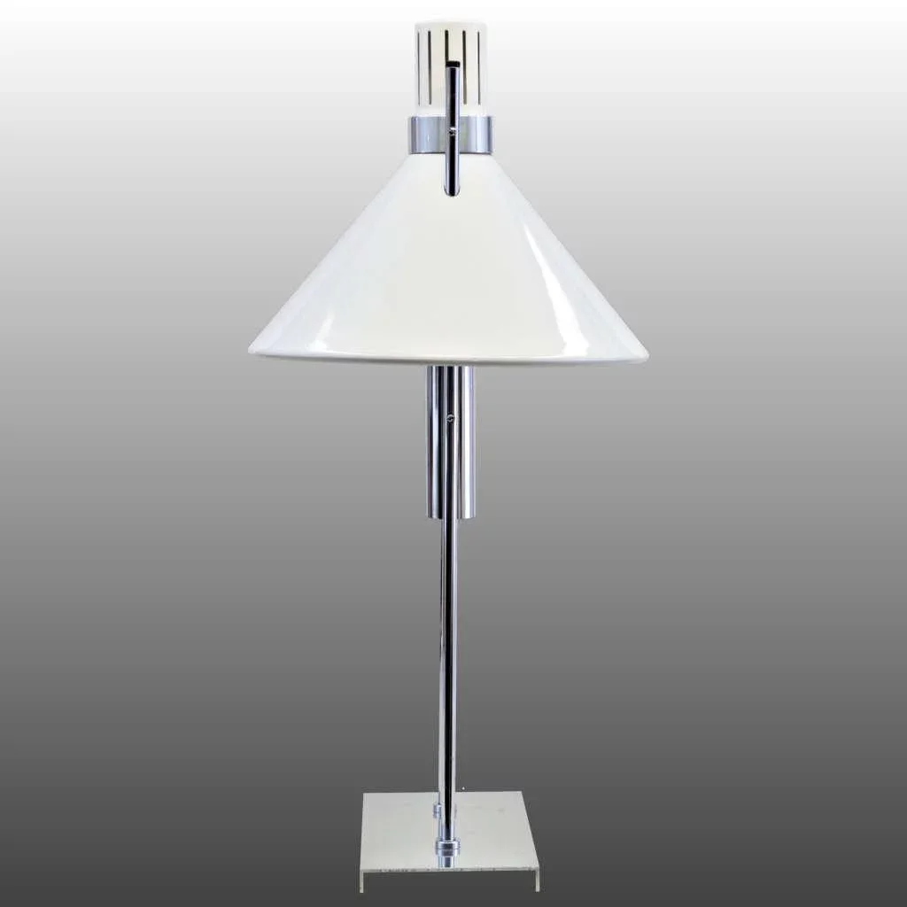 Mid-Century Modern Robert Sonneman Lamp - 1960s White and Chrome - View 2