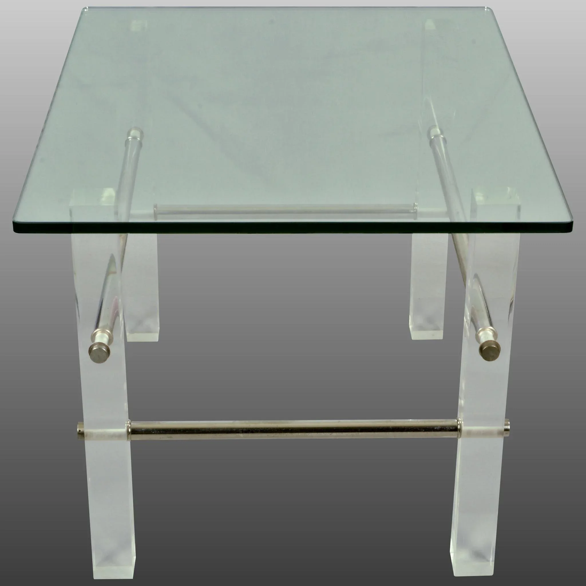 Vintage Pair Glass and Lucite End Tables - View 5