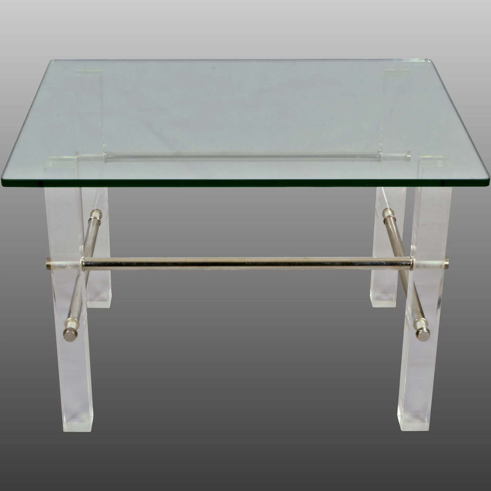 Vintage Pair Glass and Lucite End Tables - View 6