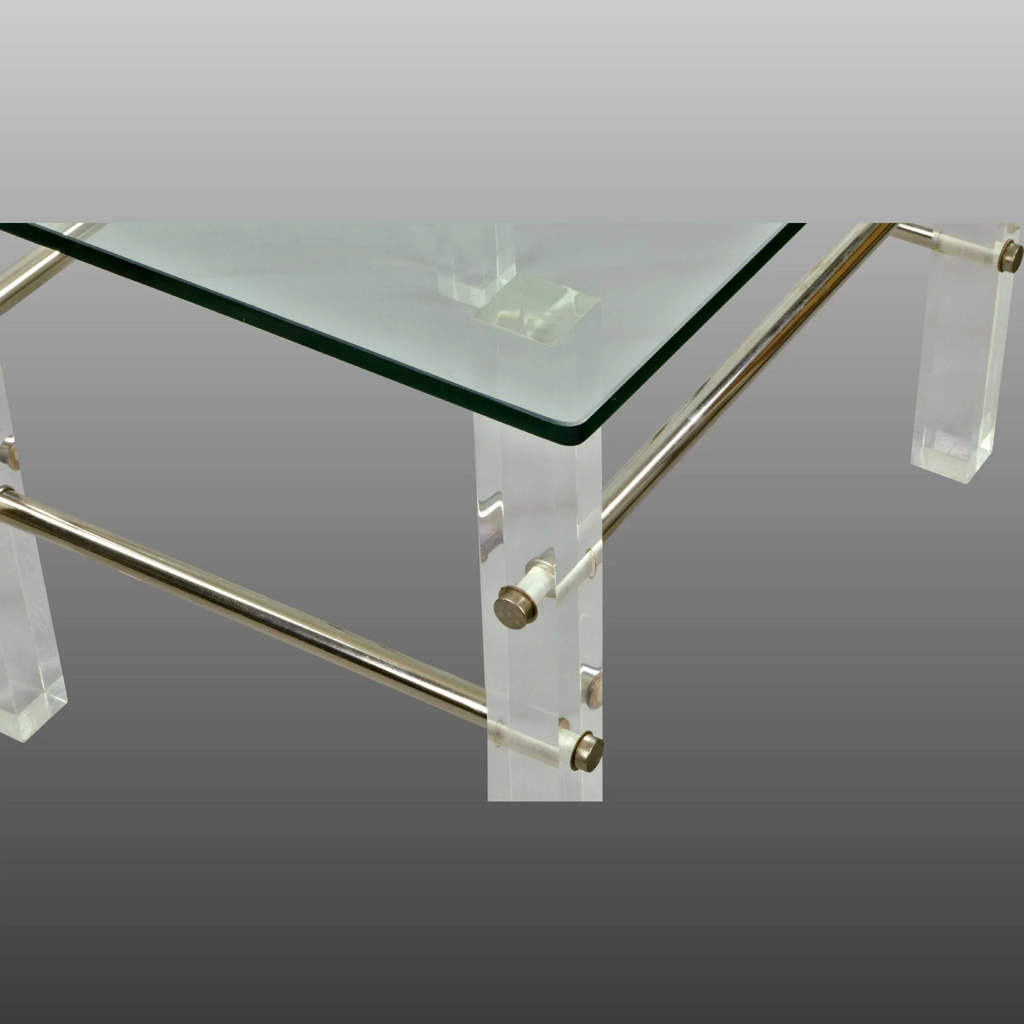 Vintage Pair Glass and Lucite End Tables - View 7