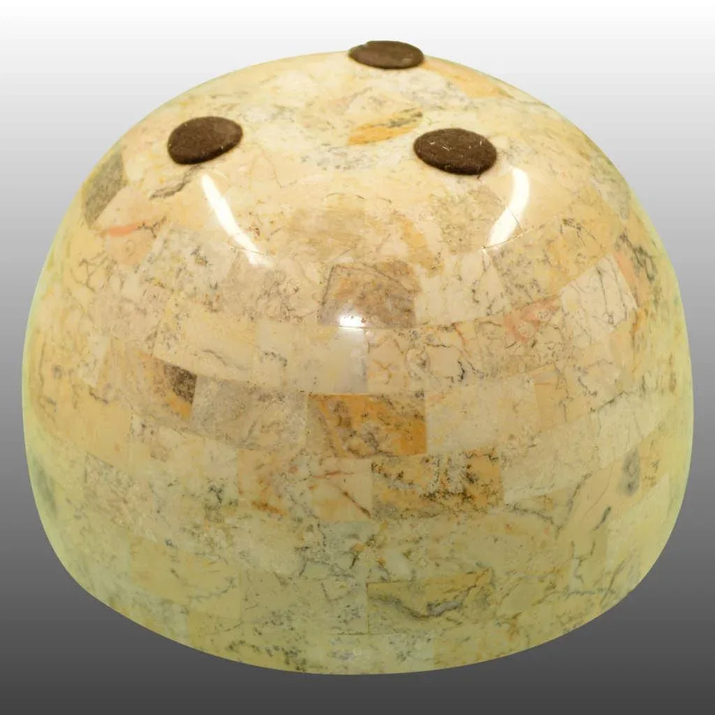 Maitland Smith Tessellated Marble Apple Box with Malachite Inlay Leaf - View 7