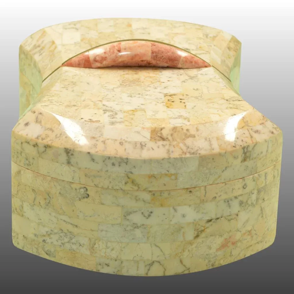 Maitland Smith Tessellated Marble Box with Brass Inlay - View 4