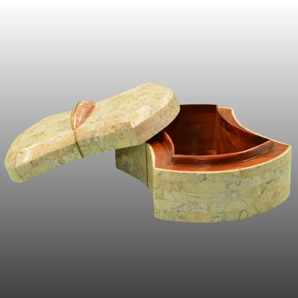 Maitland Smith Tessellated Marble Box with Brass Inlay - View 5