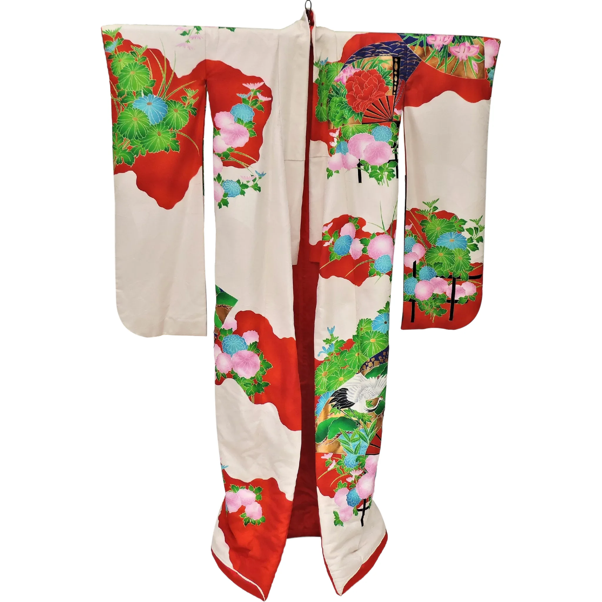 1930s / 1940s Silk Uchikake Kimono Cranes - Showa Period