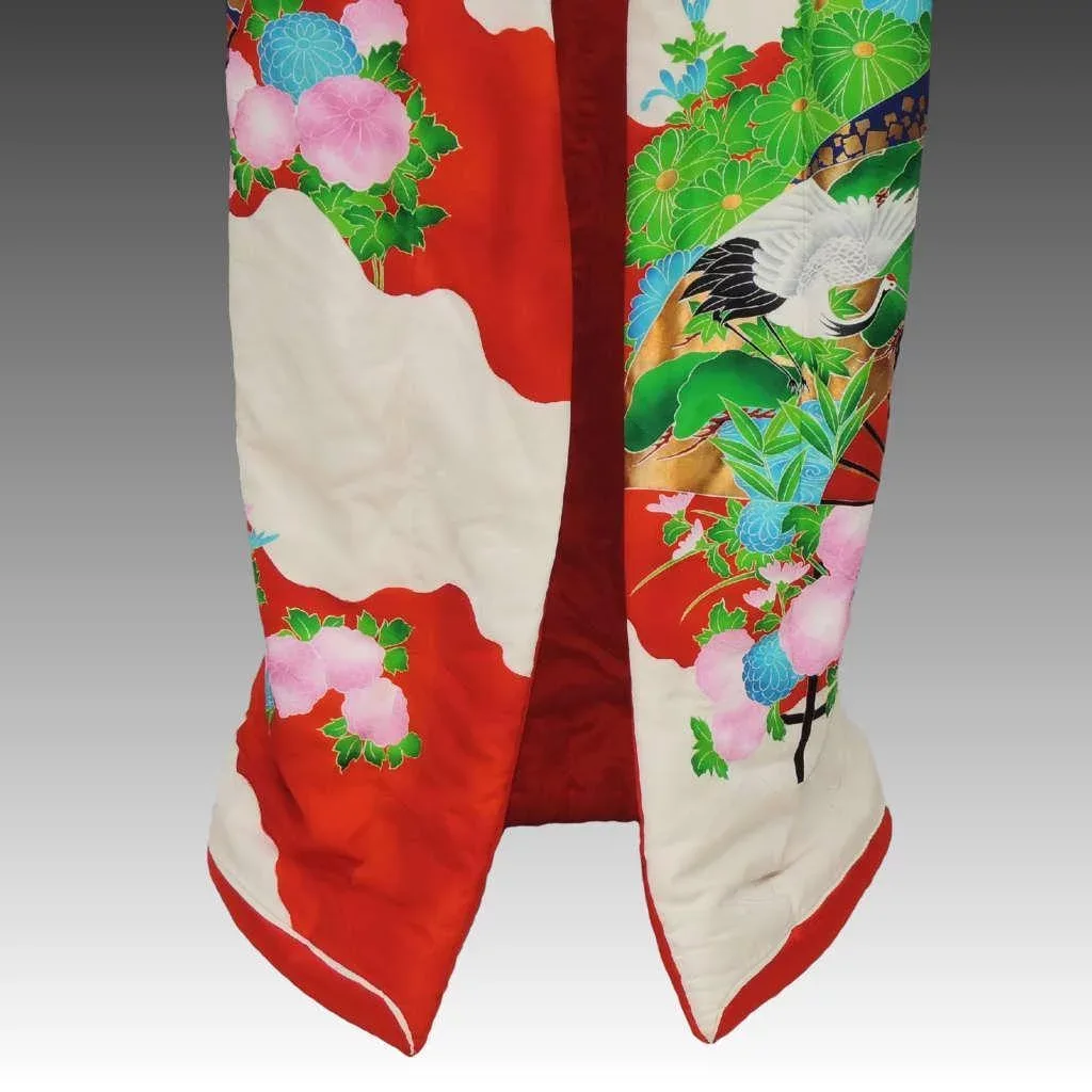 1930s / 1940s Silk Uchikake Kimono Cranes - Showa Period - View 2
