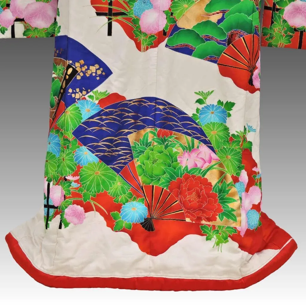 1930s / 1940s Silk Uchikake Kimono Cranes - Showa Period - View 4