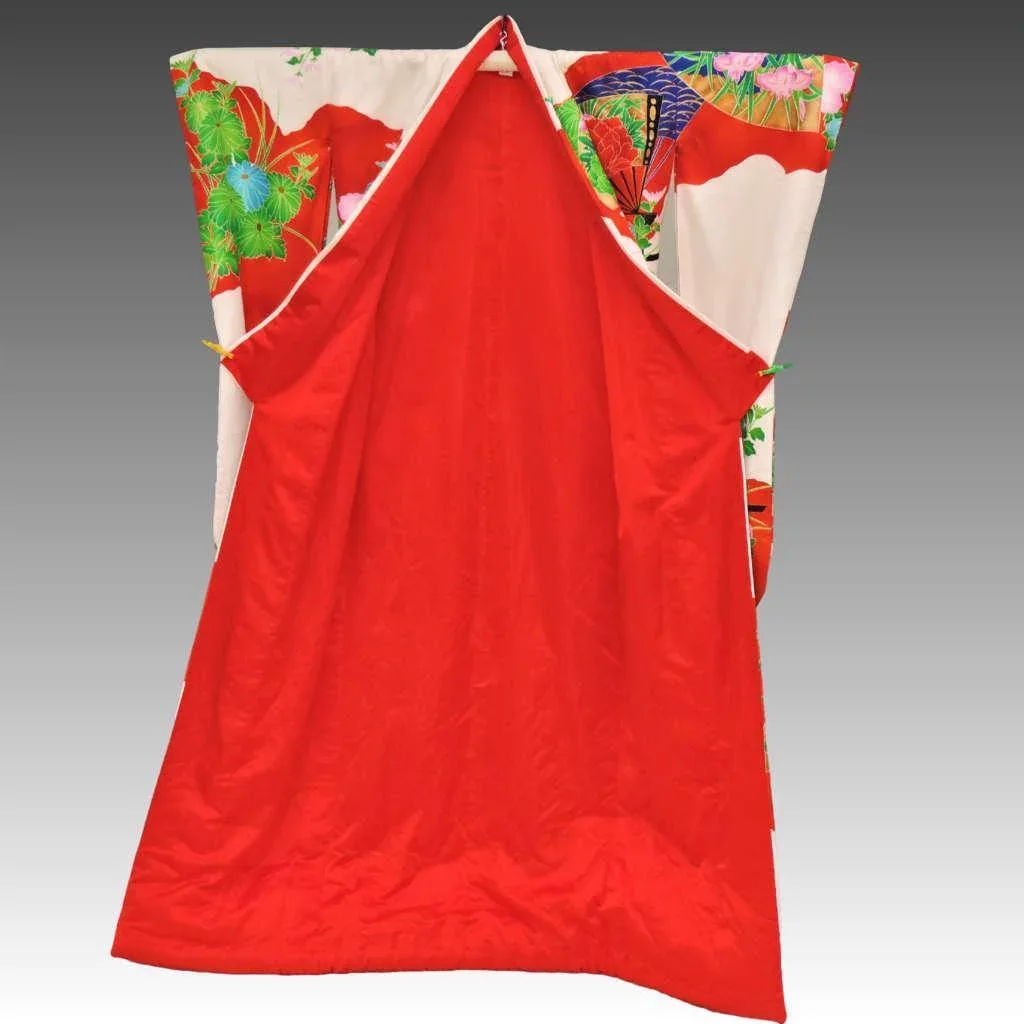 1930s / 1940s Silk Uchikake Kimono Cranes - Showa Period - View 6