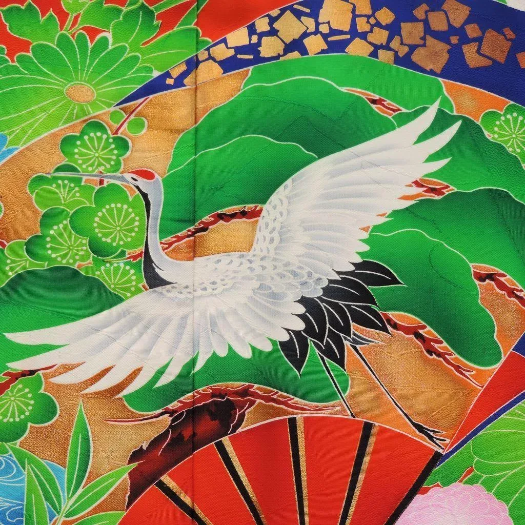 1930s / 1940s Silk Uchikake Kimono Cranes - Showa Period - View 8