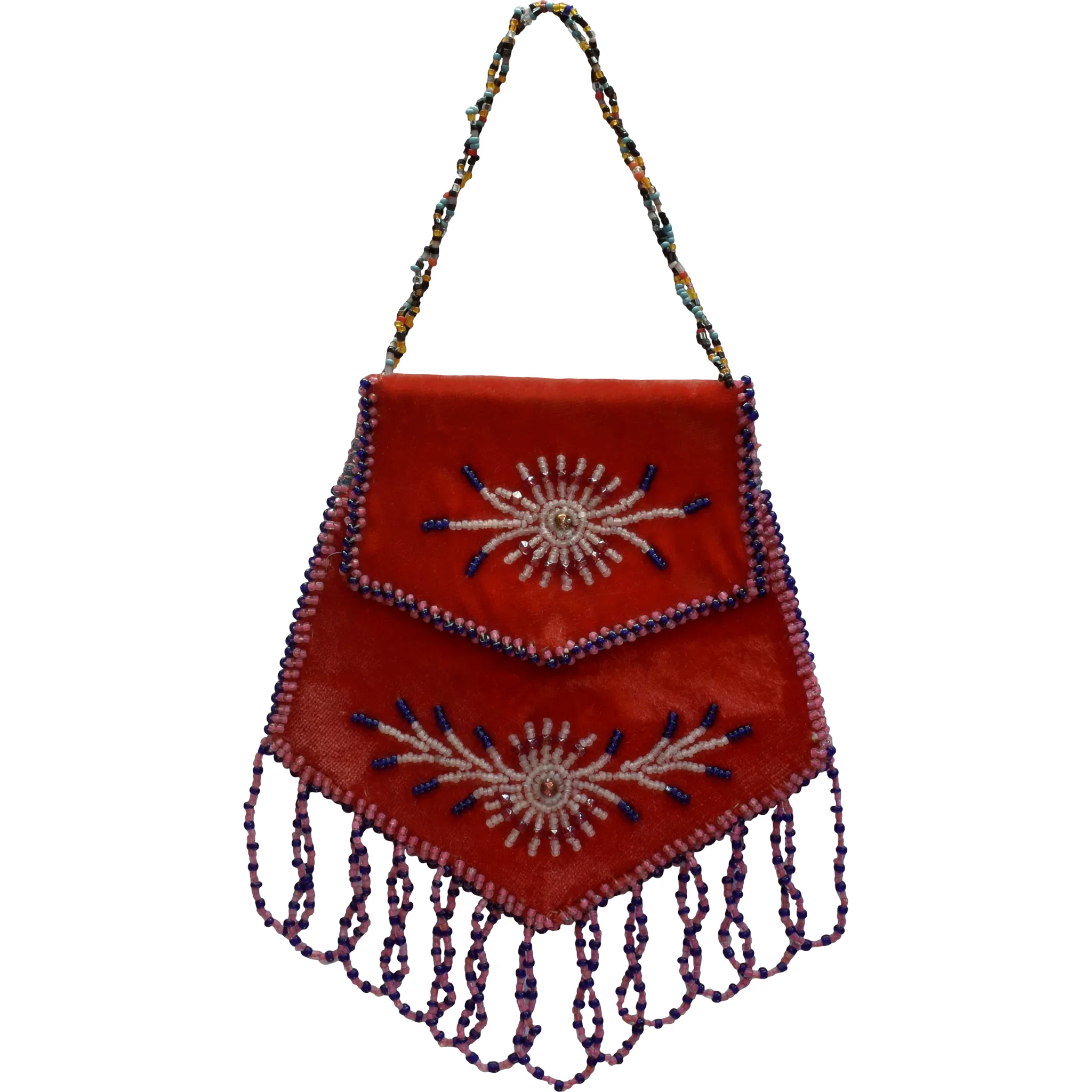 Vintage Native American Iroquois Velour Beaded Purse - Montreal 1940s