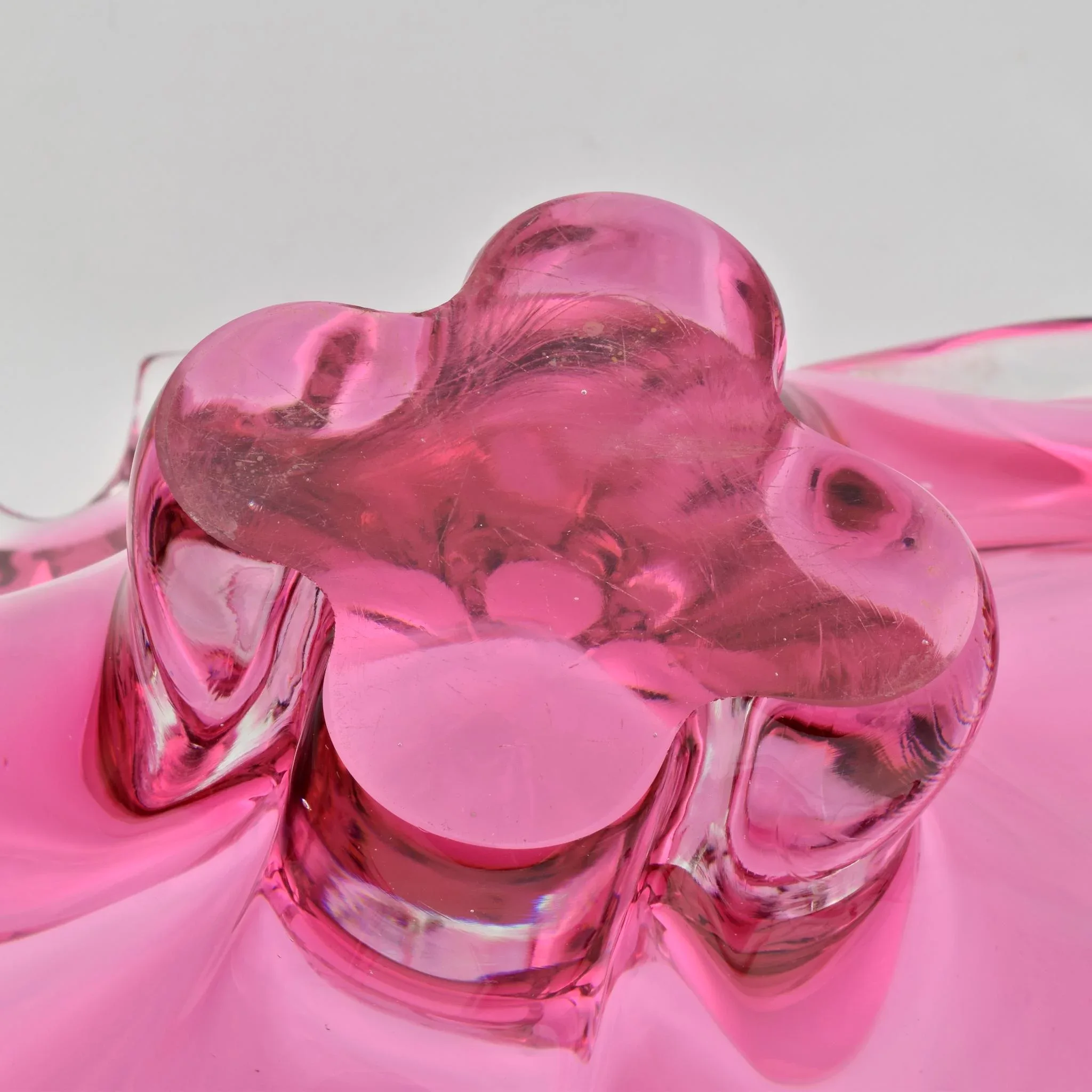 Vintage Seguso Murano Sommerso Centerpiece Bowl Pink - View 5