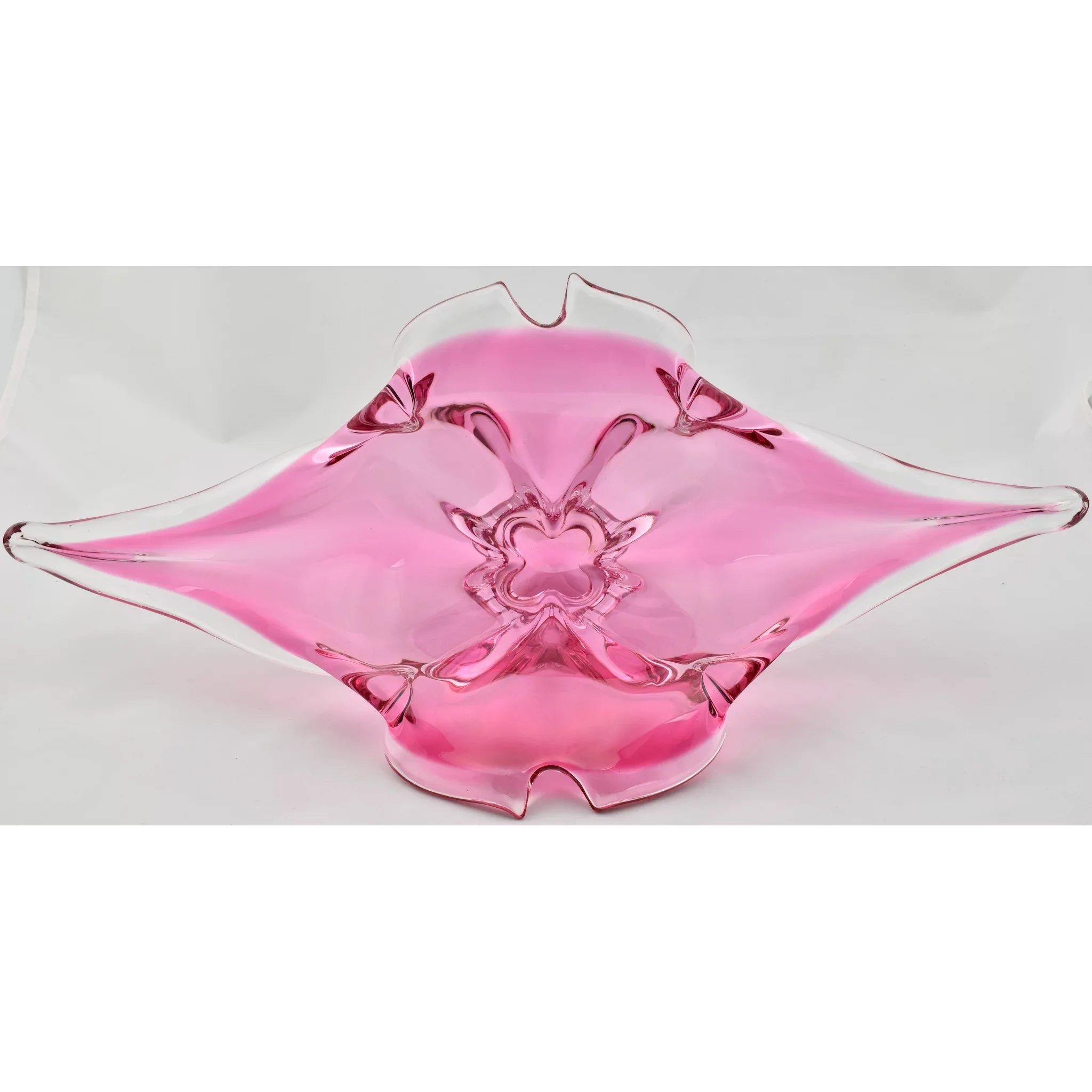 Vintage Seguso Murano Sommerso Centerpiece Bowl Pink - View 6