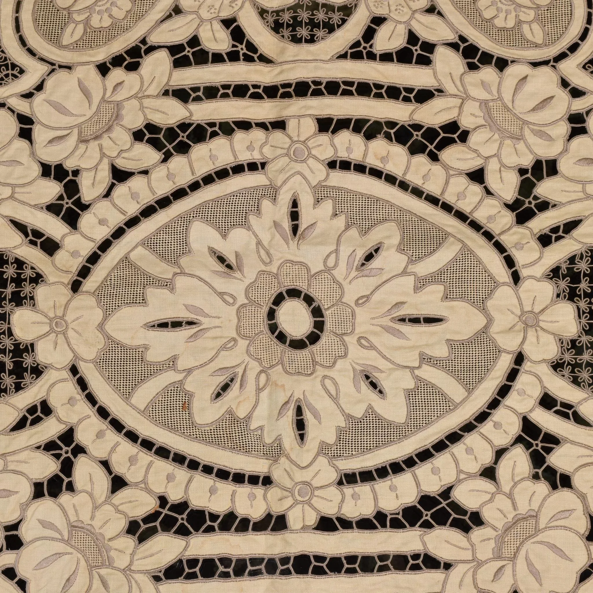 Vintage Madeira Linen Embroidered Tablecloth 102 x 64 inches Italian Cutwork - View 3