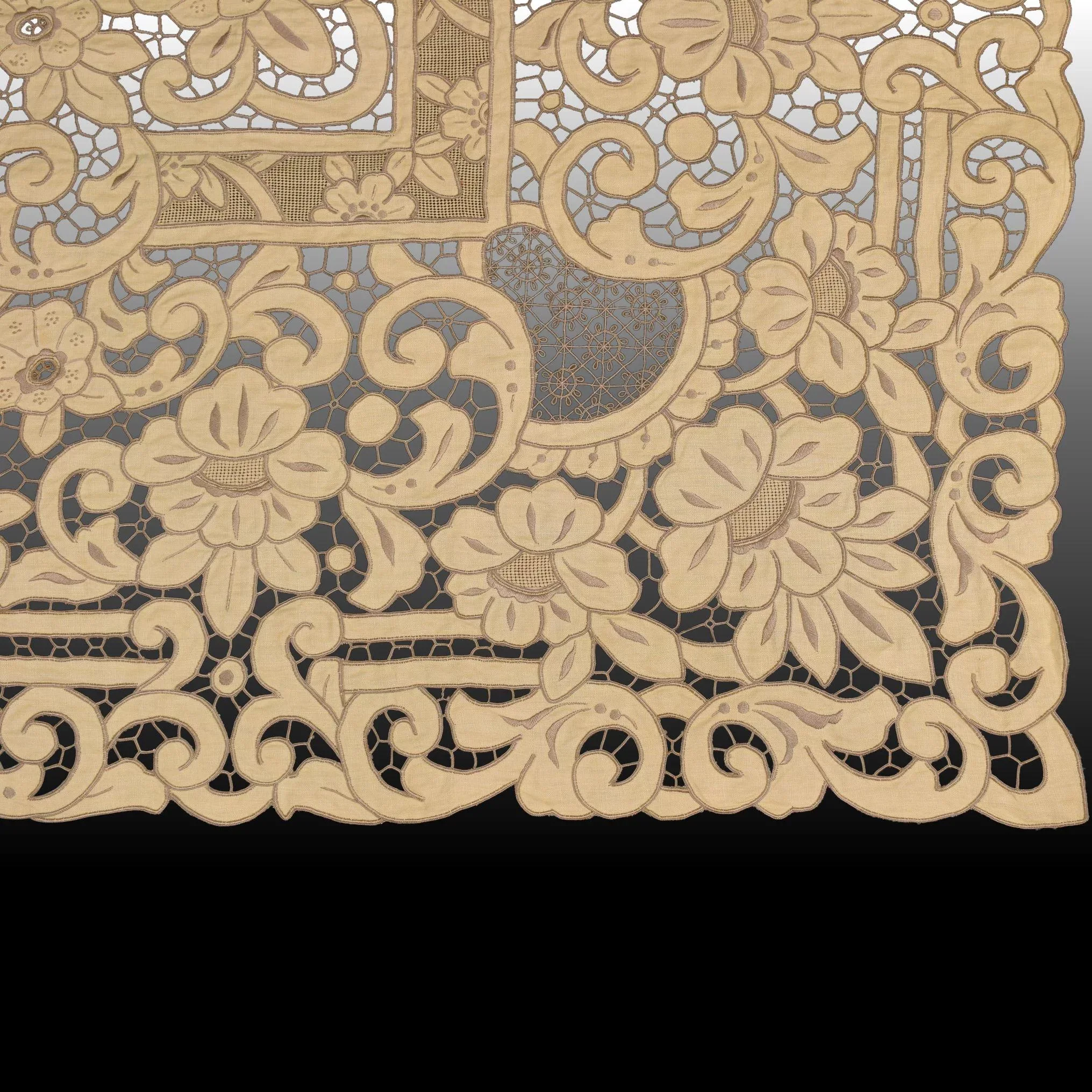 Vintage Madeira Linen Embroidered Tablecloth 102 x 64 inches Italian Cutwork - View 4